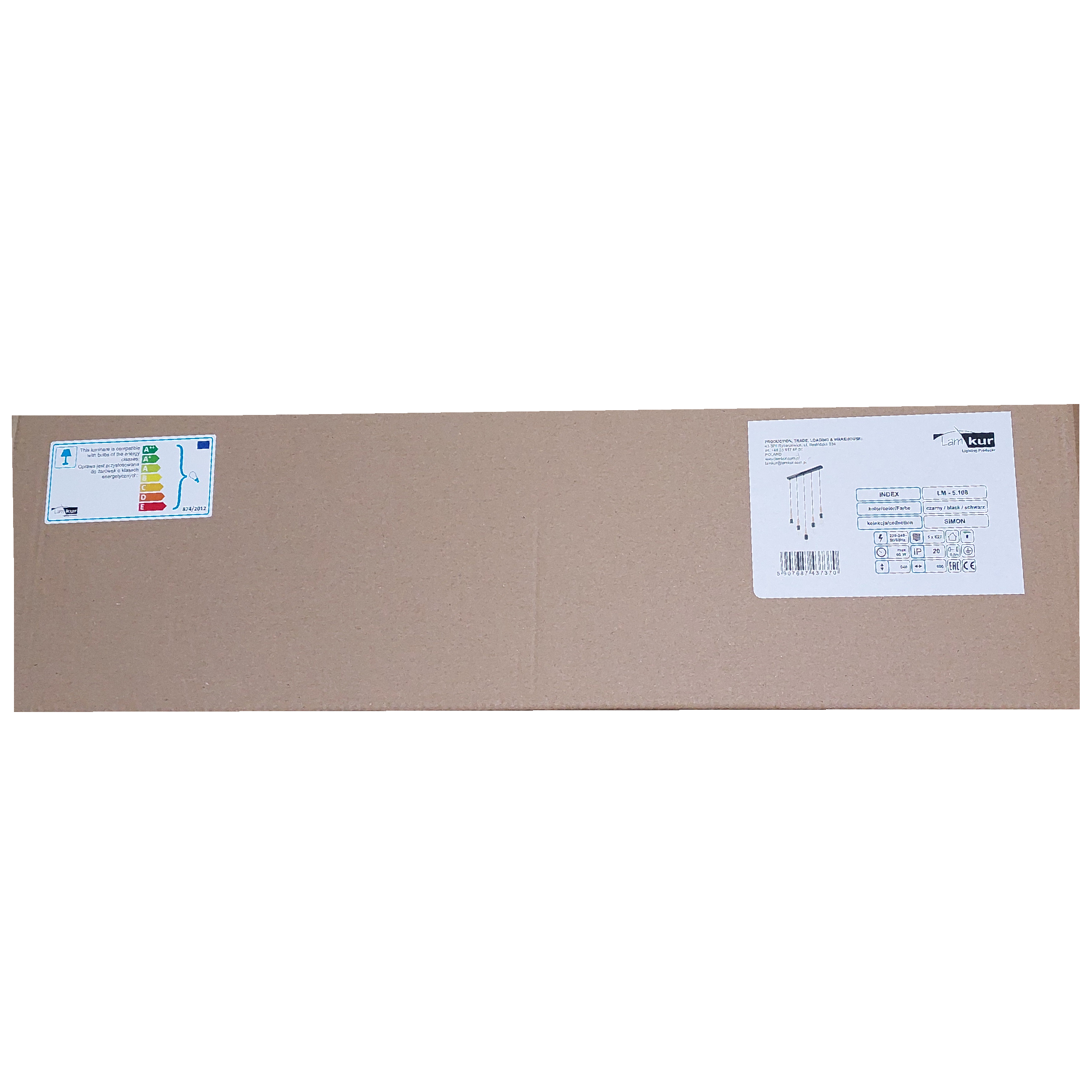 Lampa wisząca Simon czarna 5 x E27 Lamkur - 7