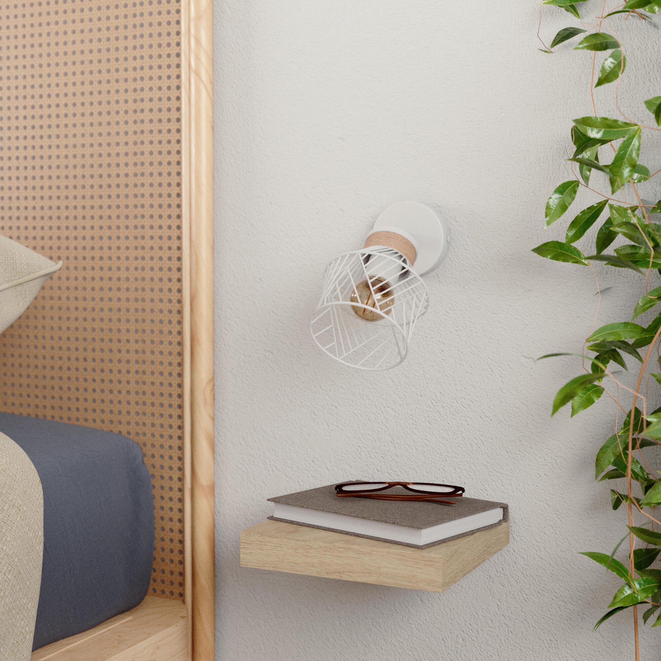 Foco INSPIRE Kanel E27 madera y blanco - 8