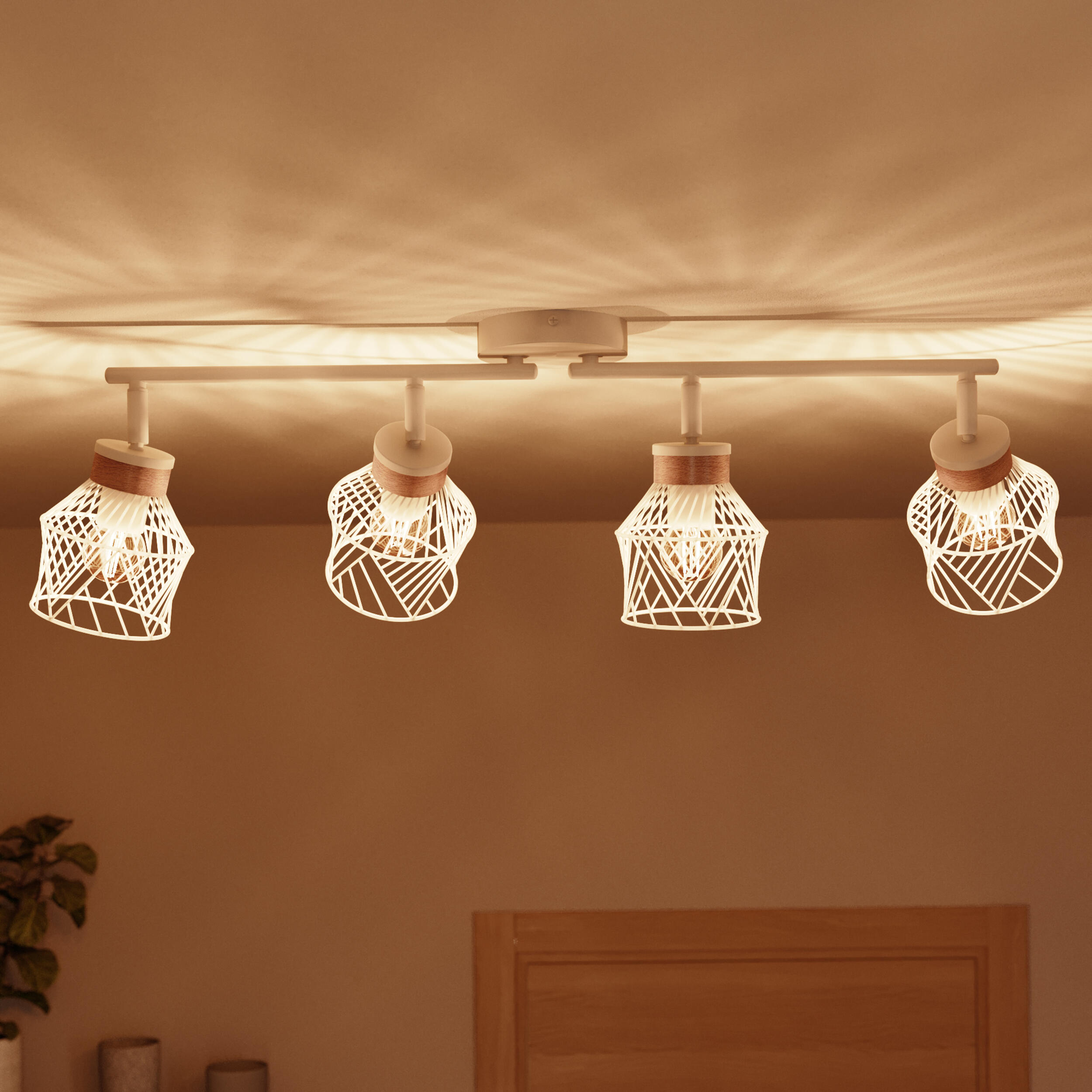 Listwa reflektorowa Kanel biała z drewnem E27 Inspire - 2