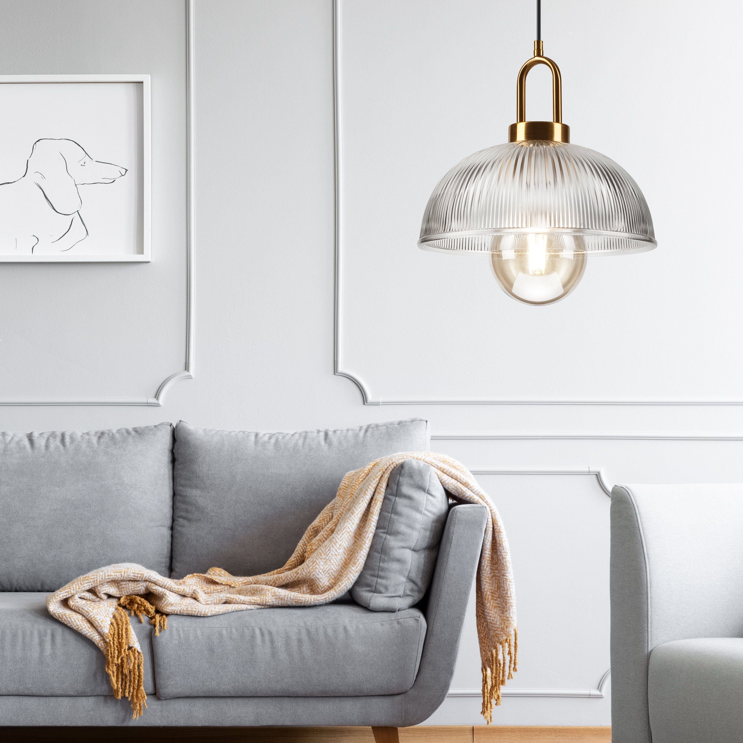 Lampa wisząca Pia E27 złota Lamkur - 2