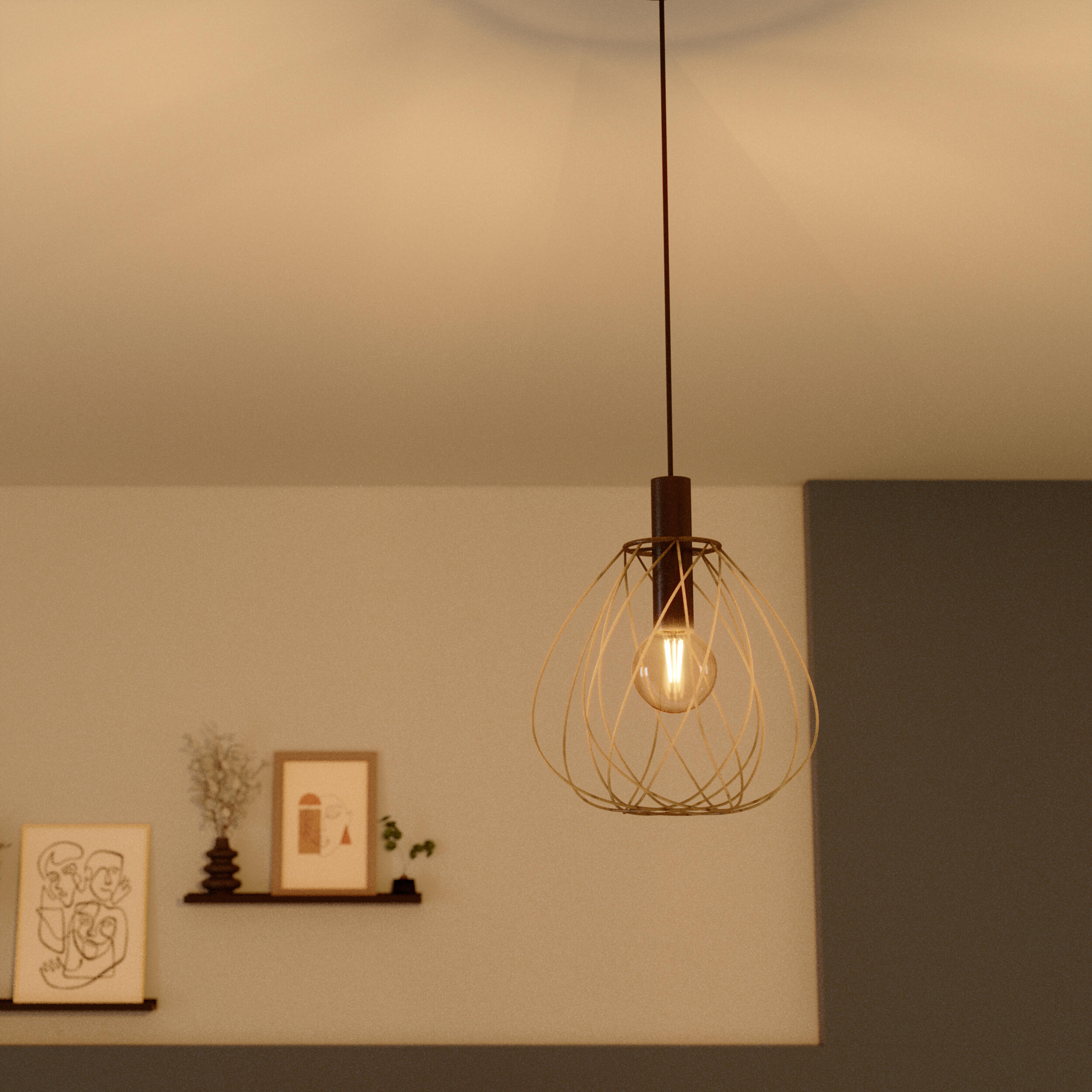 Lampa wisząca Merone czarna E27 Inspire - 7