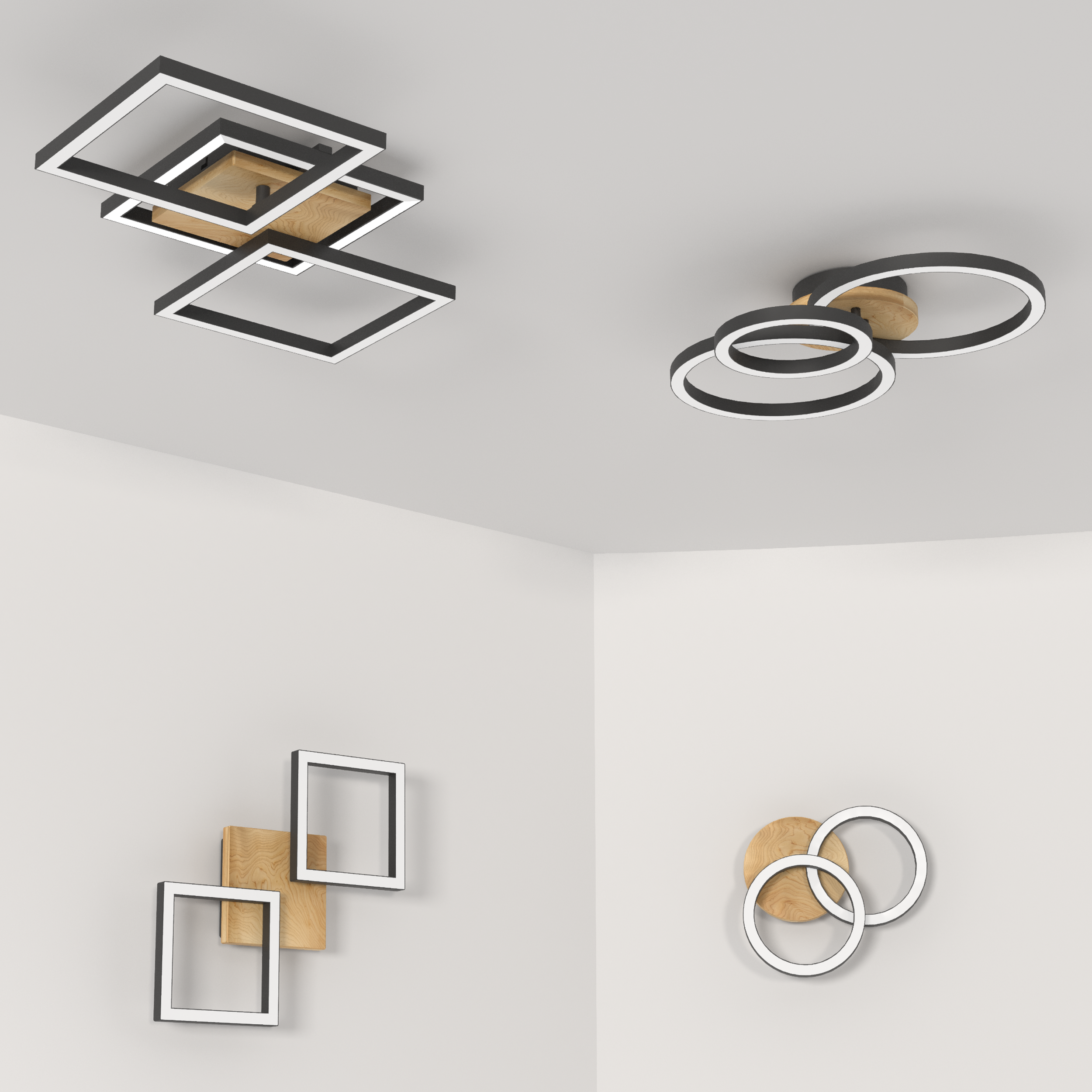 Plafon Rog czarny z drewnem LED Inspire - 4