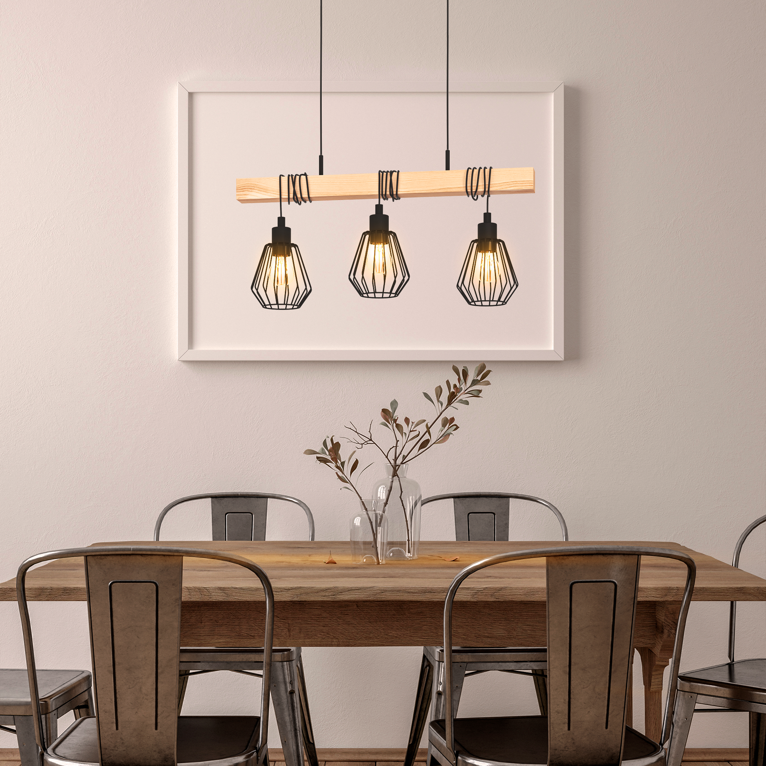 Lampa wisząca Tabodi czarna z drewnem 3 x E27 Inspire - 5