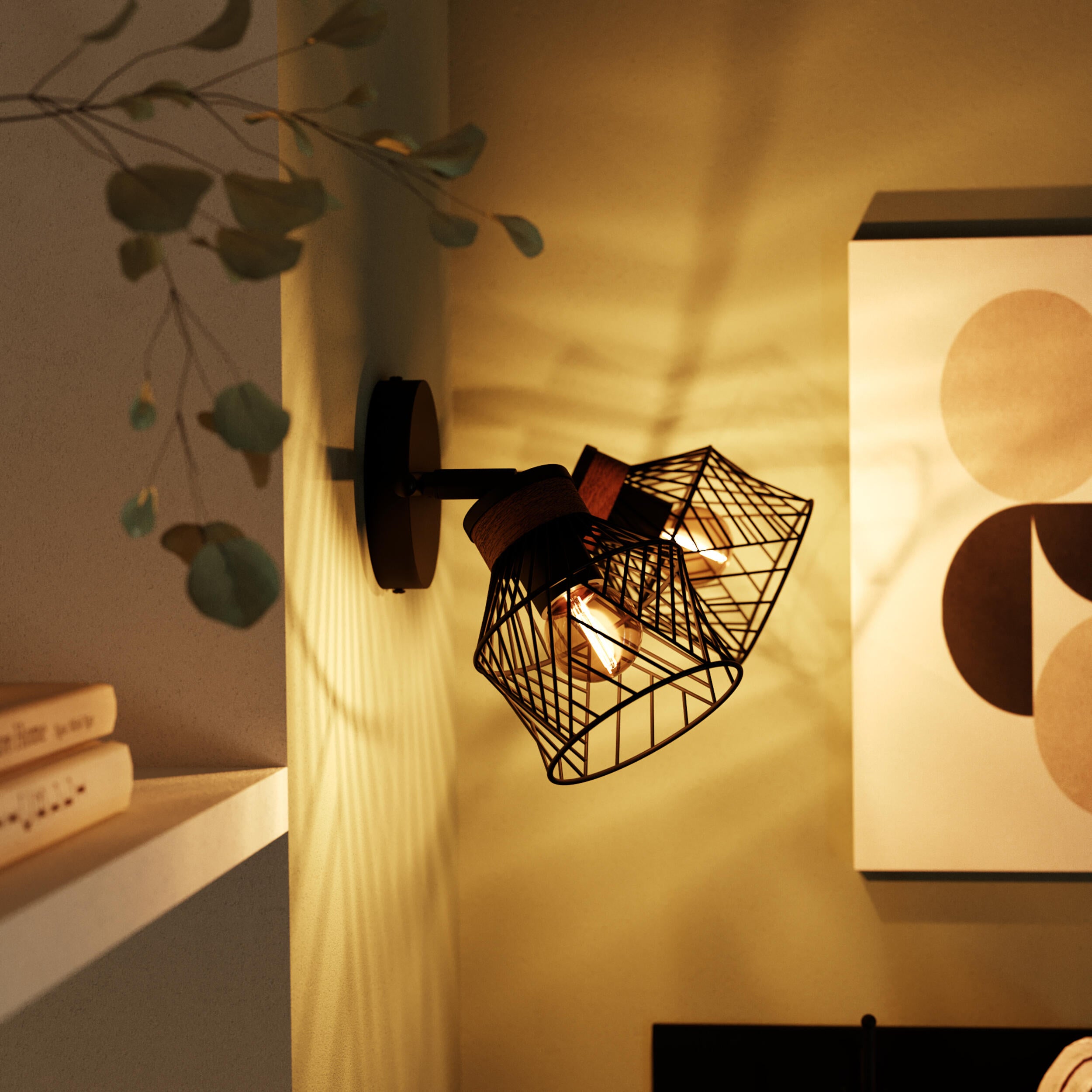 Listwa reflektorowa Kanel czarna z drewnem E27 Inspire - 2