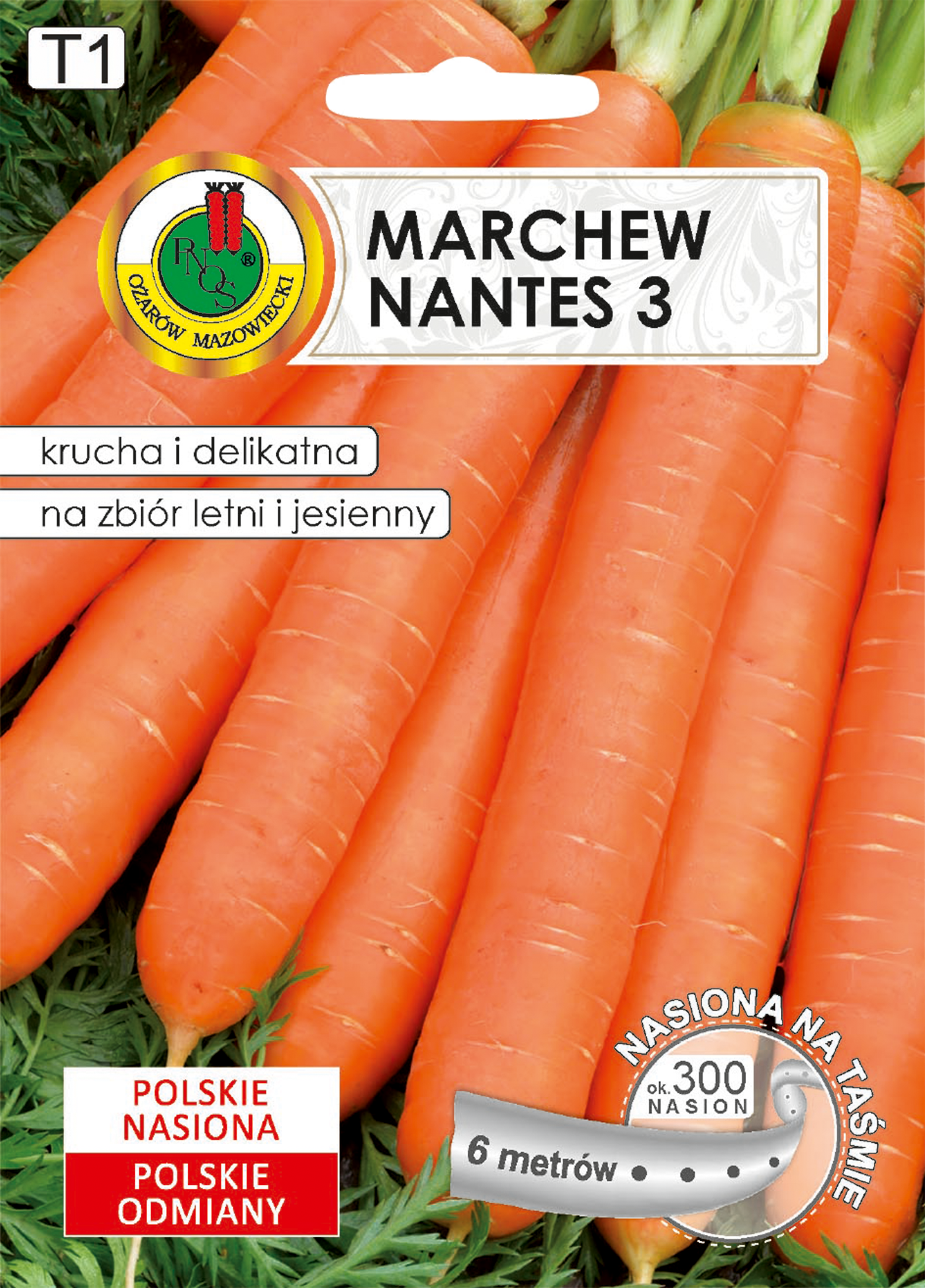 Marchew jadalna Nantes 3 nasiona na taśmie 6m Pnos