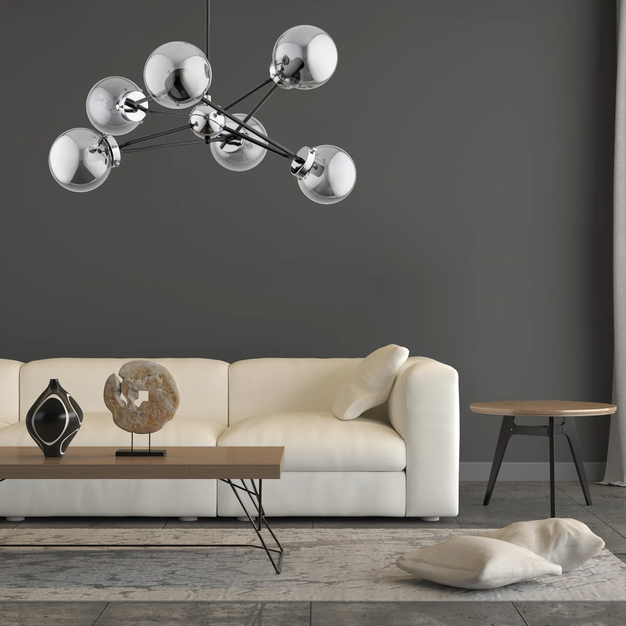 Lampa wisząca Resto Silver czarny 6 x E14 Alfa - 2