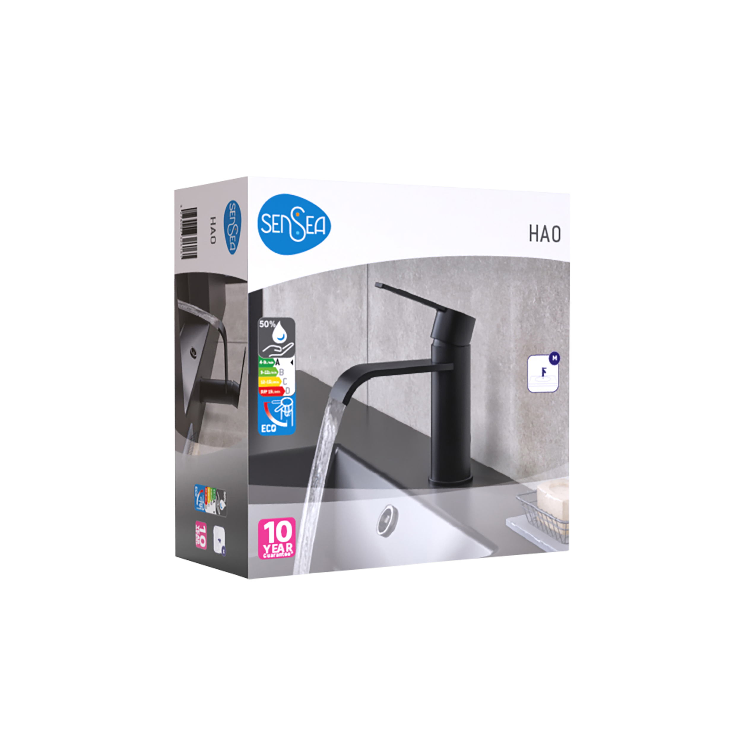 Bateria umywalkowa czarna 20 cm Hao Sensea - 9