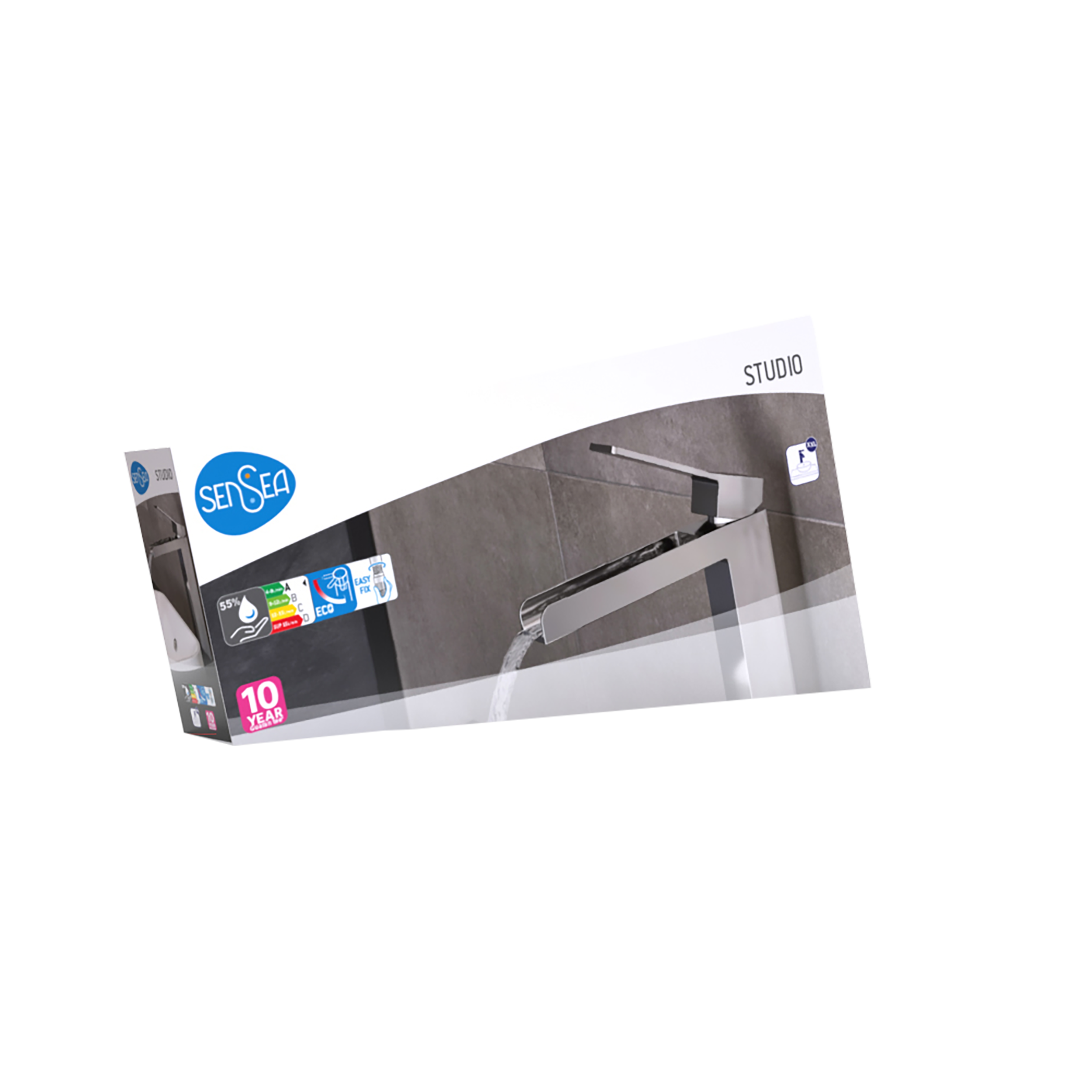 Grifo de lavabo SENSEA Studio bimando caño alto cromo brillo. Apertura en frío. Latón - 13