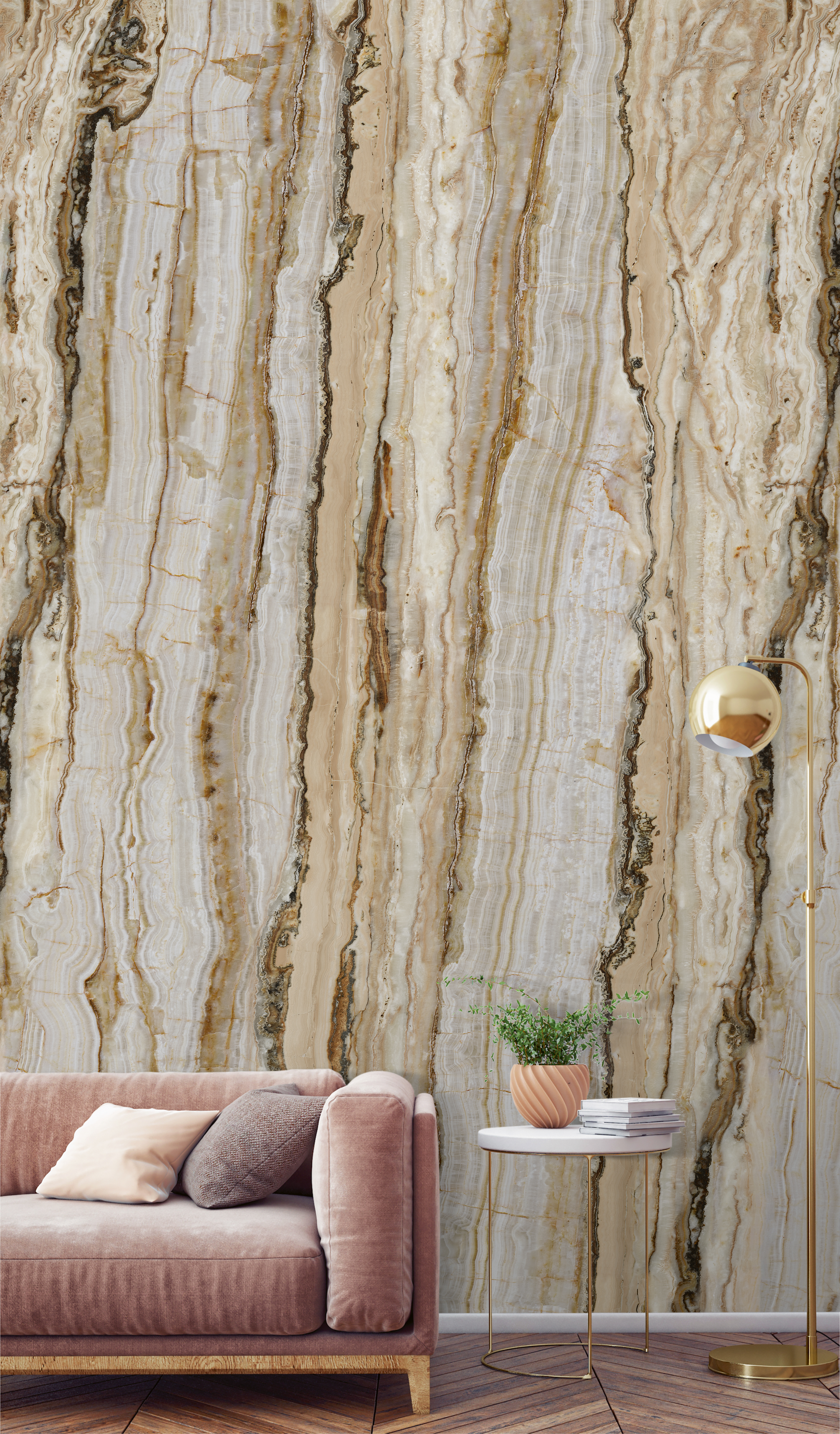 Tapeta panoramiczna Vertical Marble marmur beżowy 159 x 280 cm