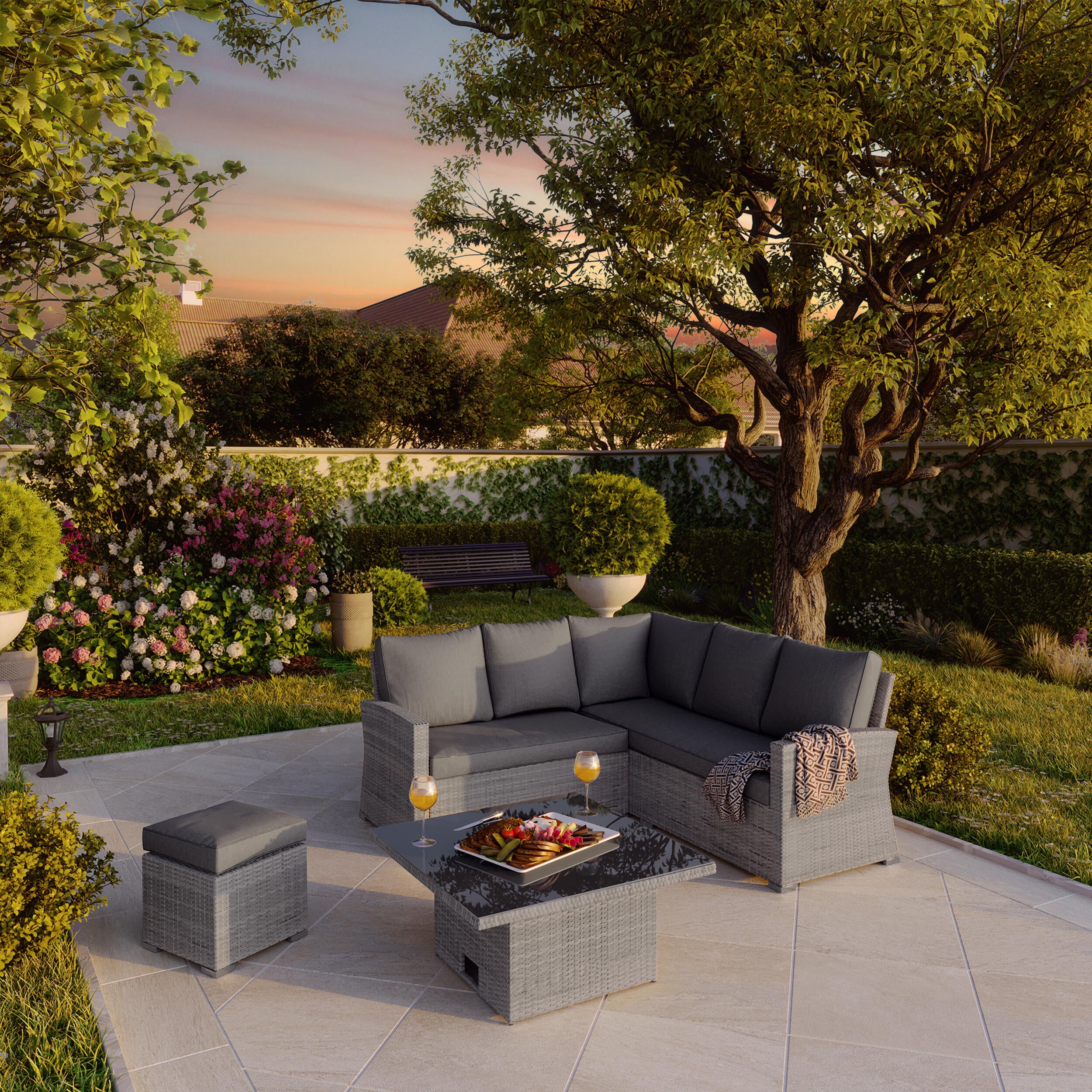 Meble ogrodowe zestaw Davos szare Naterial - 8