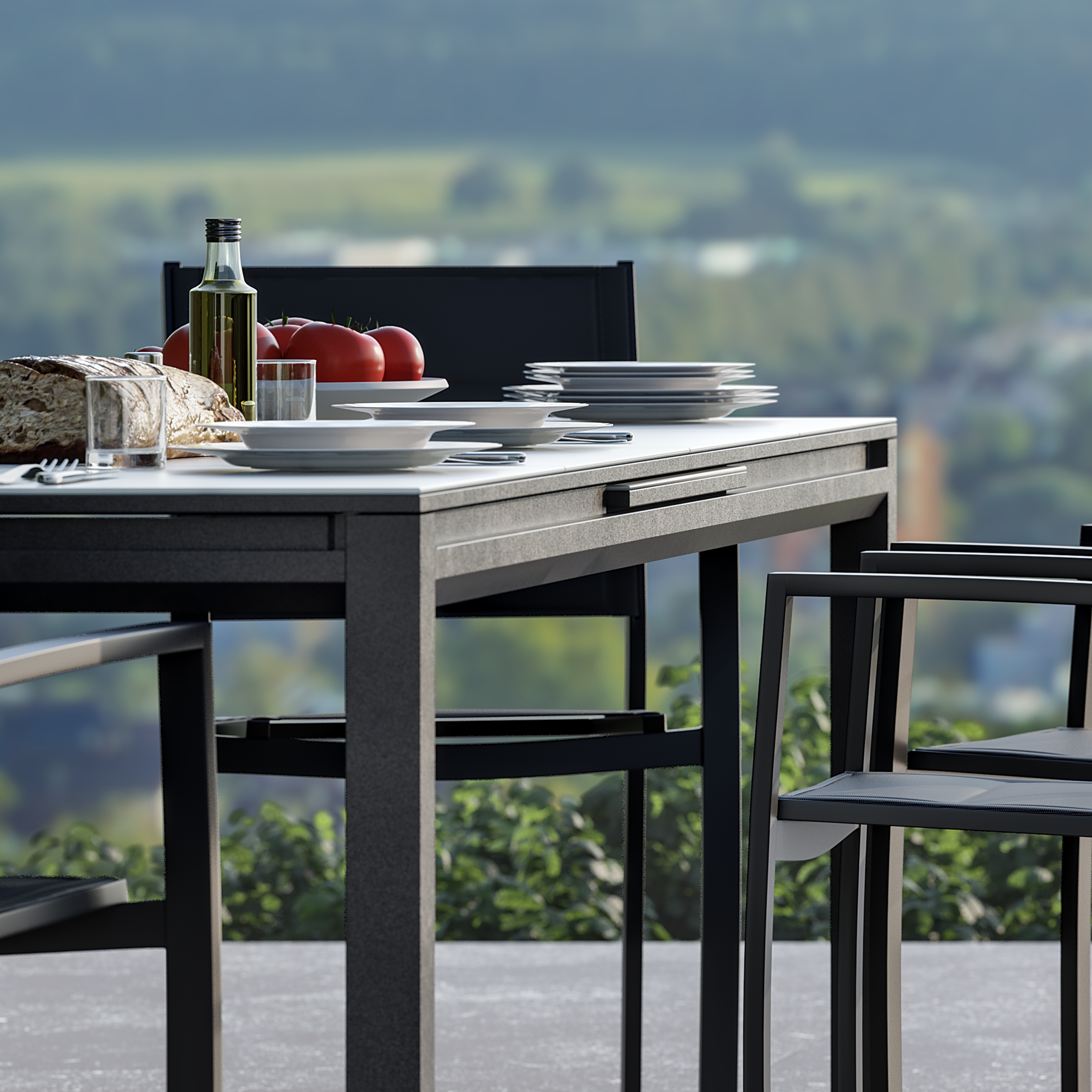Stół ogrodowy rozsuwany Odyssea 100x256/320 cm antracytowy Naterial - 11
