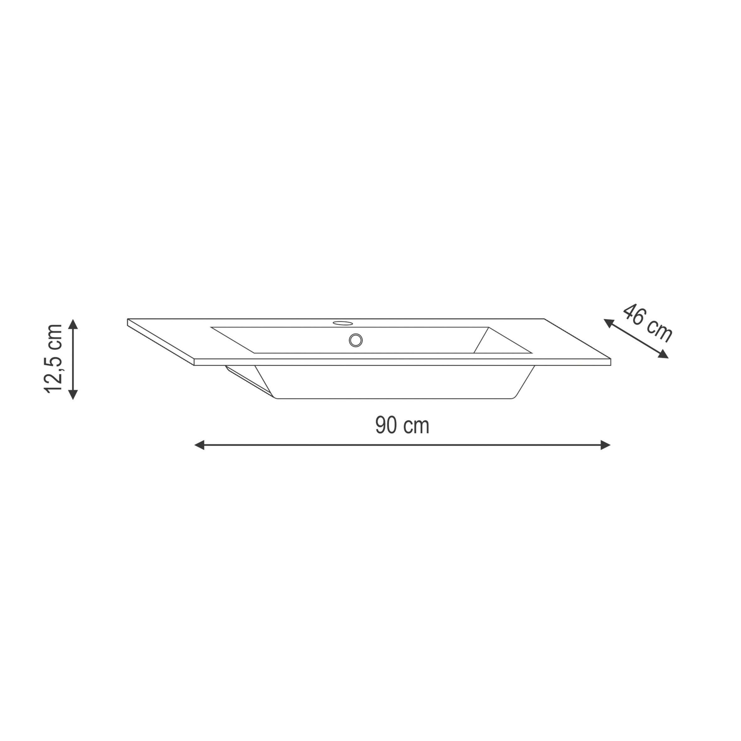 Lavabo d'appoggio rettangolare L 90 x H 12.5 x P 46 cm in resina bianco - 2