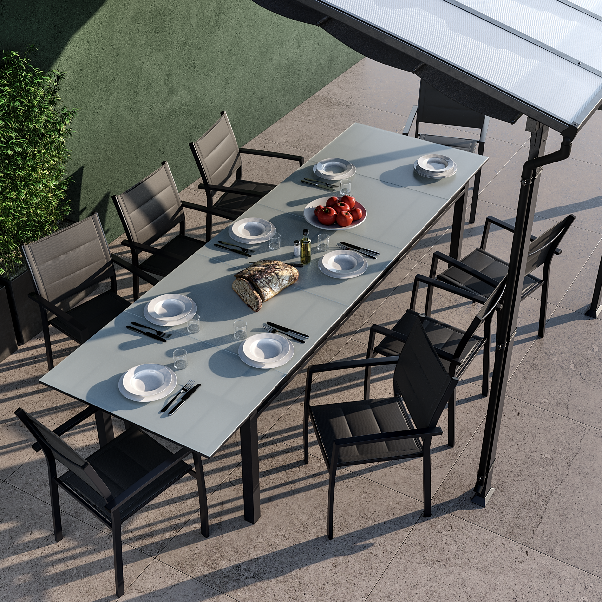 Stół ogrodowy rozsuwany Odyssea 100x256/320 cm antracytowy Naterial - 10