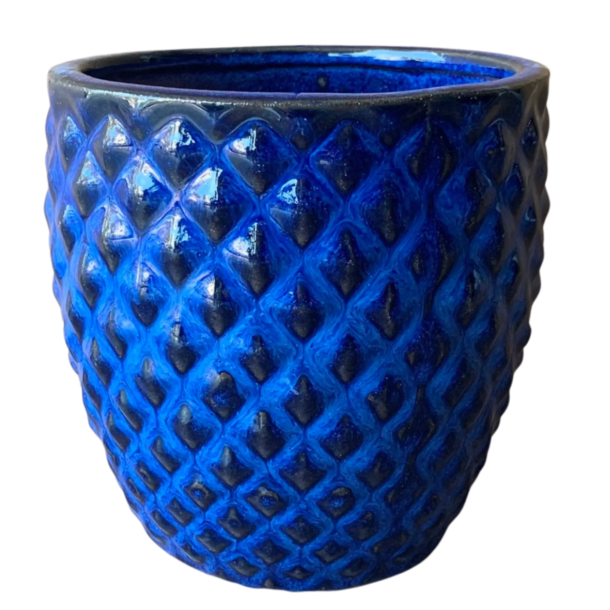 Donica szkliwiona Porto śr.34 cm niebieska