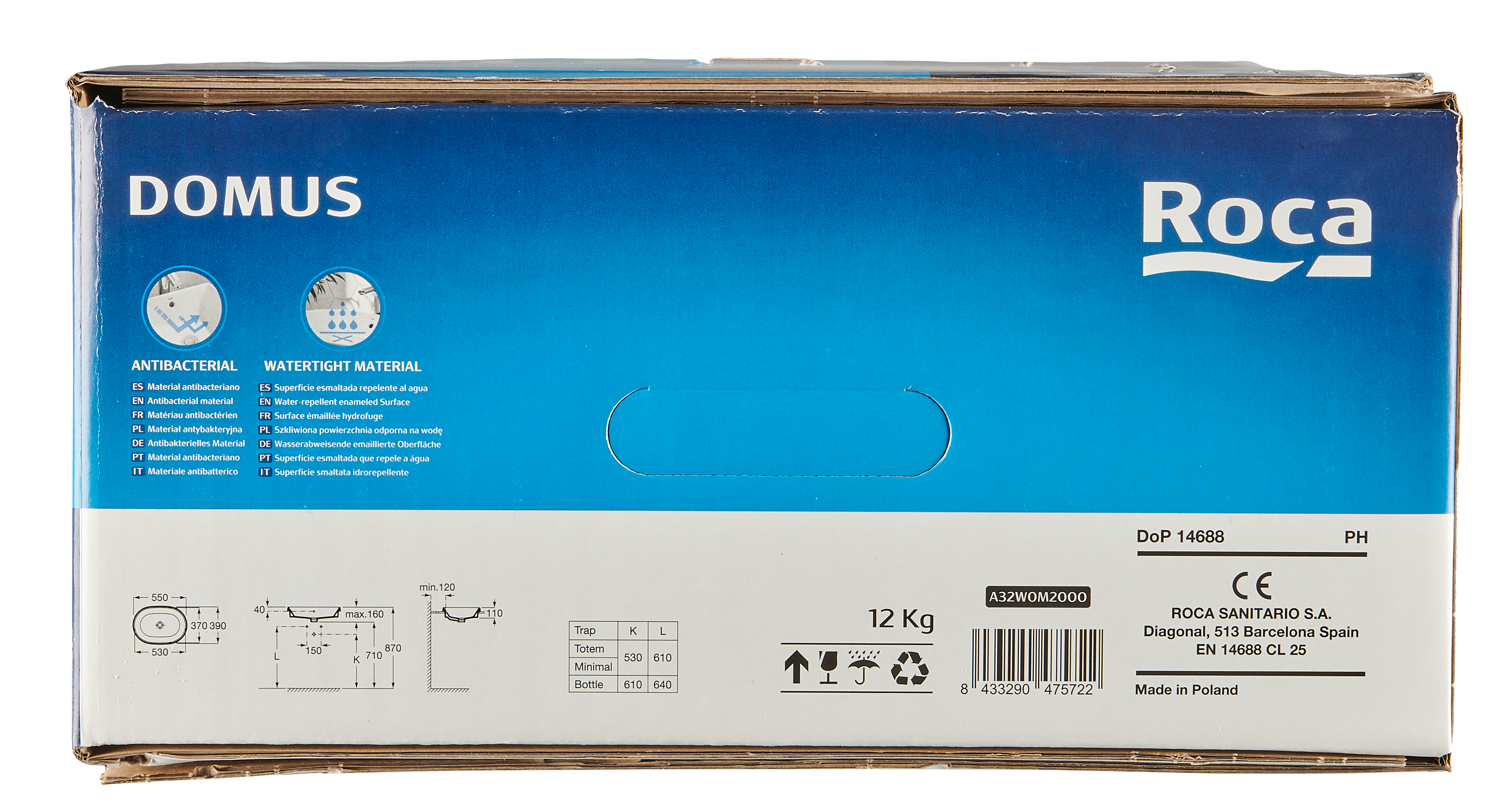 Umywalka ceramiczna nablatowa Domus 55 x 39 Roca - 4