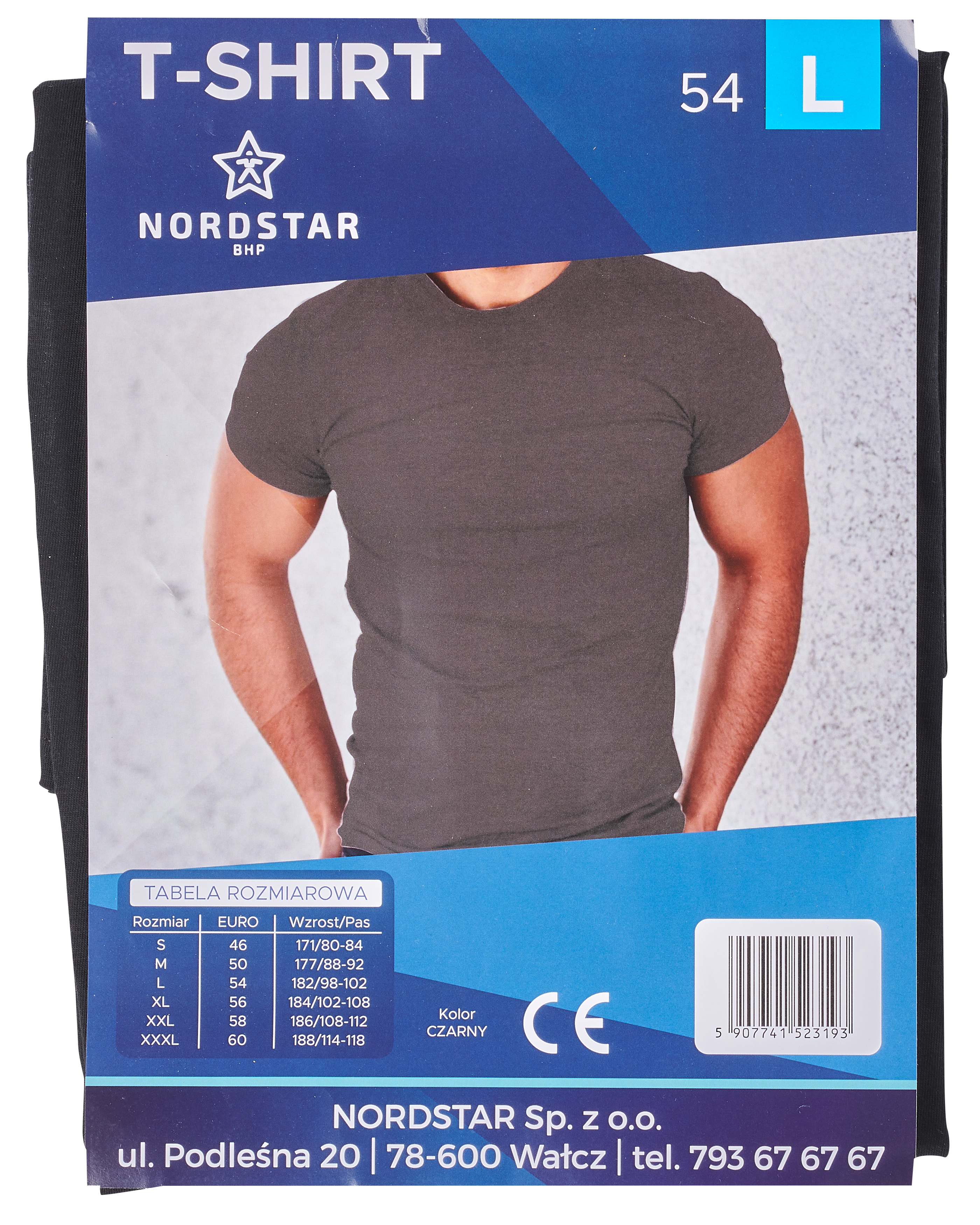 Koszulka z krótkim rękawem męska czarna bawełniana robocza r. S/46 JHK - 2