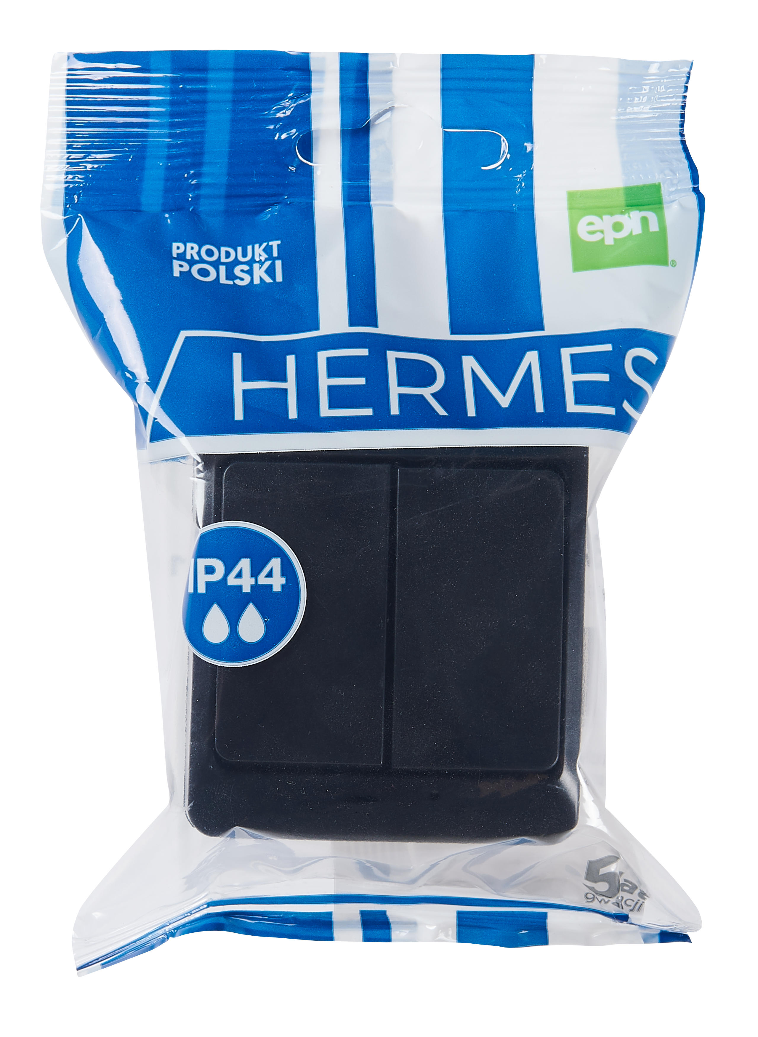 Włącznik podwójny Hermes IP44 czarny ELEKTRO-PLAST - 3