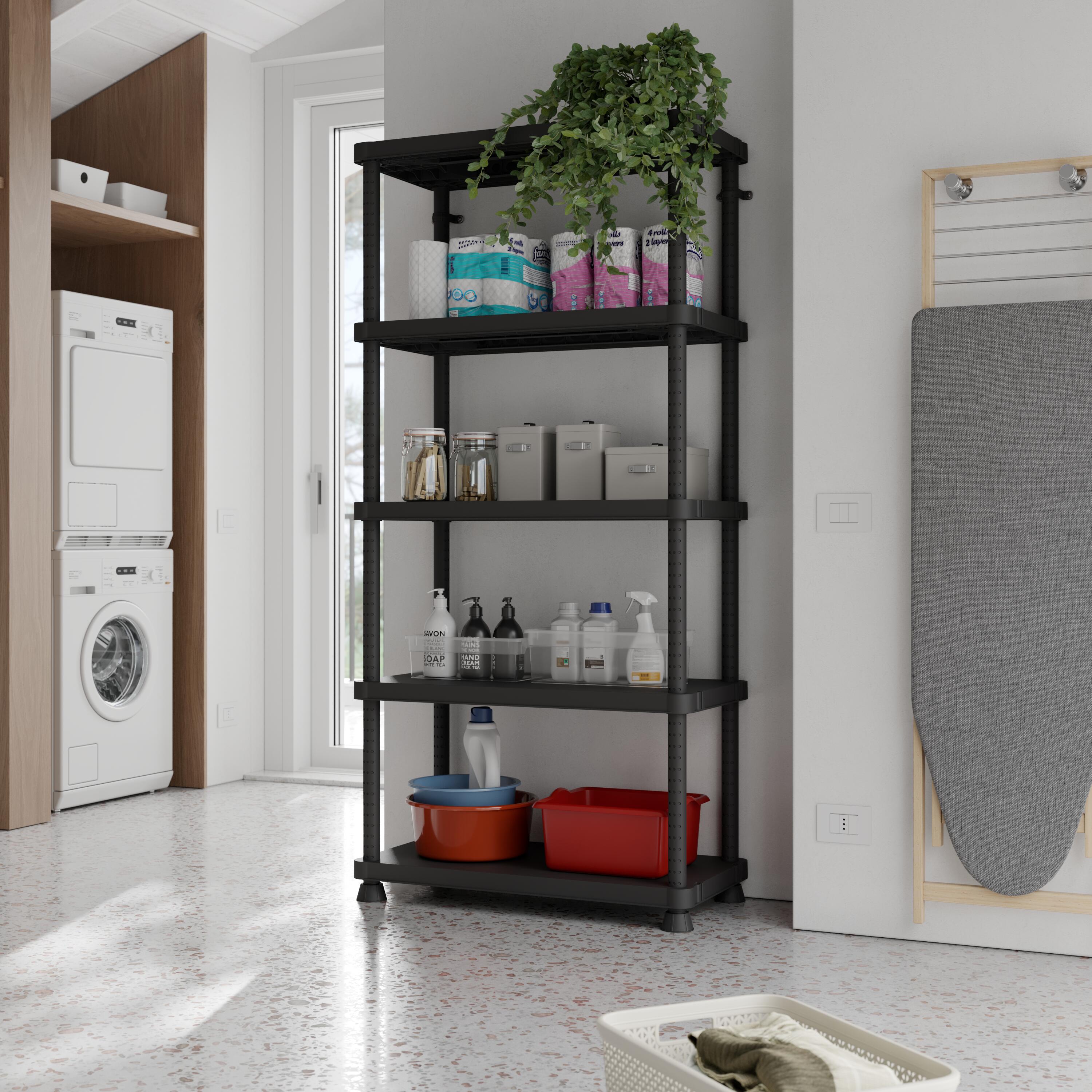 Scaffale in kit 5 ripiani L 90 x P 45 x H 187.5 cm nero, portata per ripiano 50 kg - 4