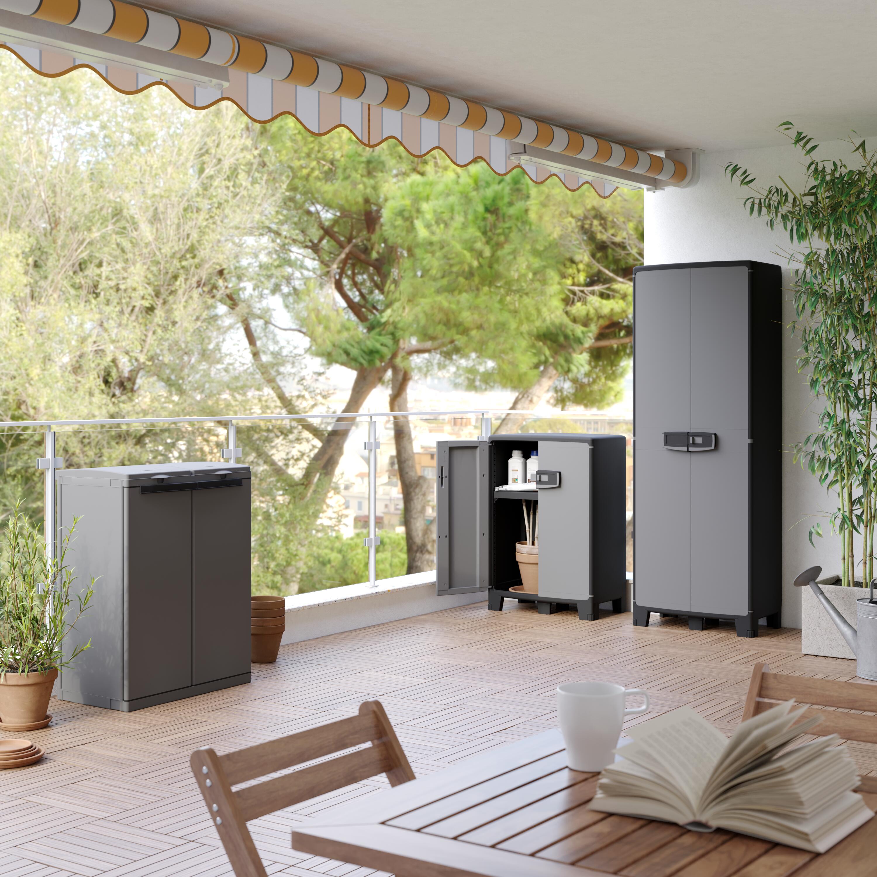 Armadio basso Excellence SPACEO in polipropilene, nero L 65 x H 93 x P 39 cm 2 ante, adatto per interno/esterno - 4