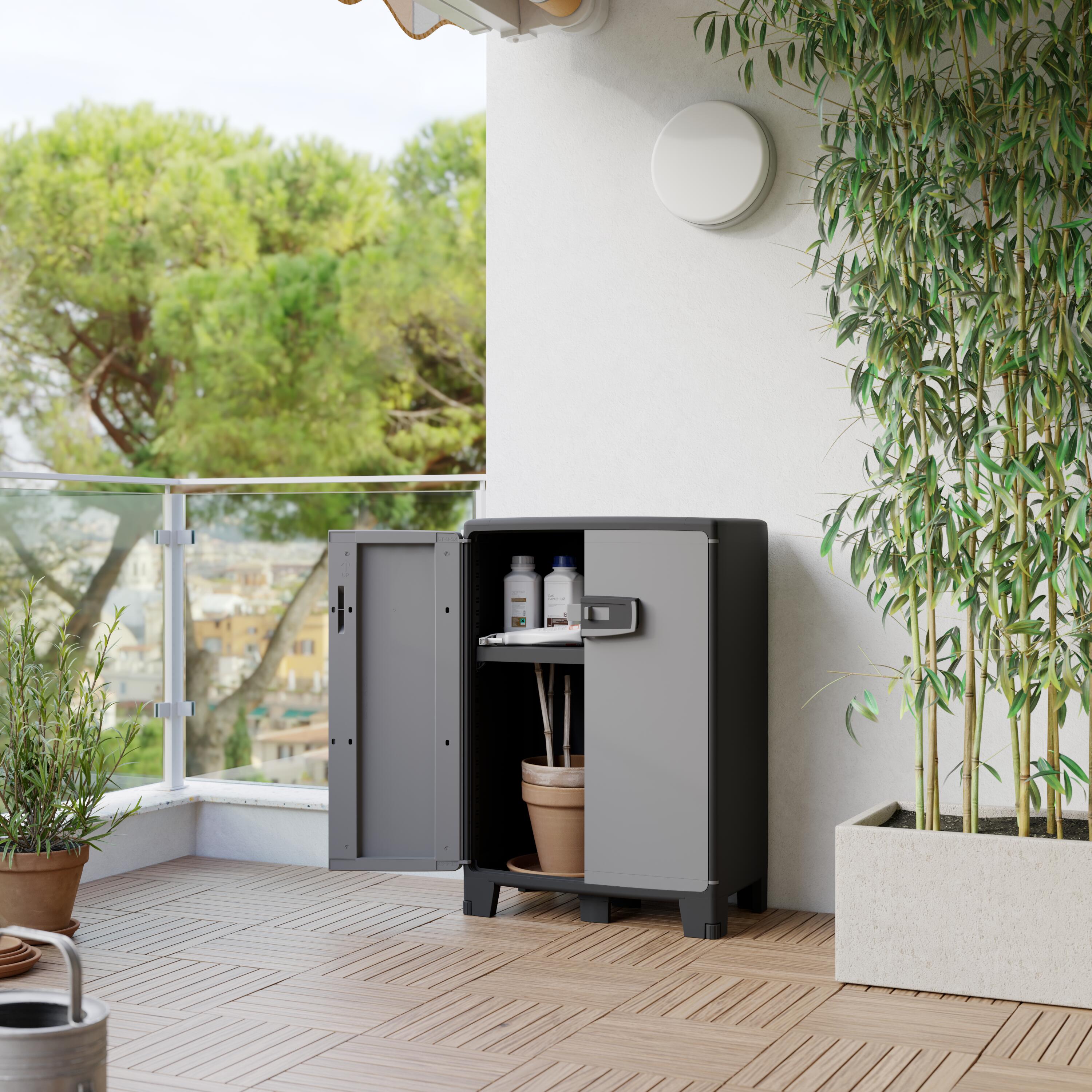 Armadio basso Excellence SPACEO in polipropilene, nero L 65 x H 93 x P 39 cm 2 ante, adatto per interno/esterno - 6