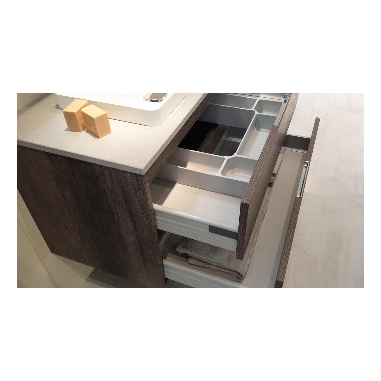 Mobile da bagno sospeso sotto lavabo L 89 x H 50 x P 45.5 cm rovere, 2 cassetti Loto - 6