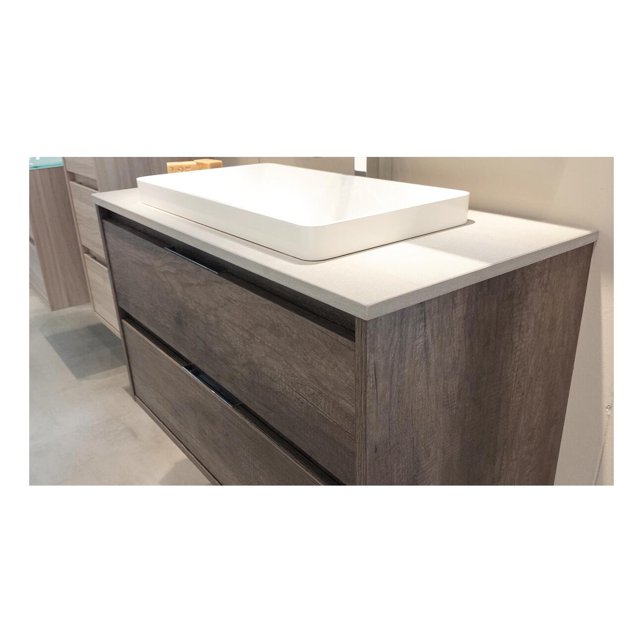 Mobile da bagno sospeso sotto lavabo L 89 x H 50 x P 45.5 cm rovere, 2 cassetti Loto - 2