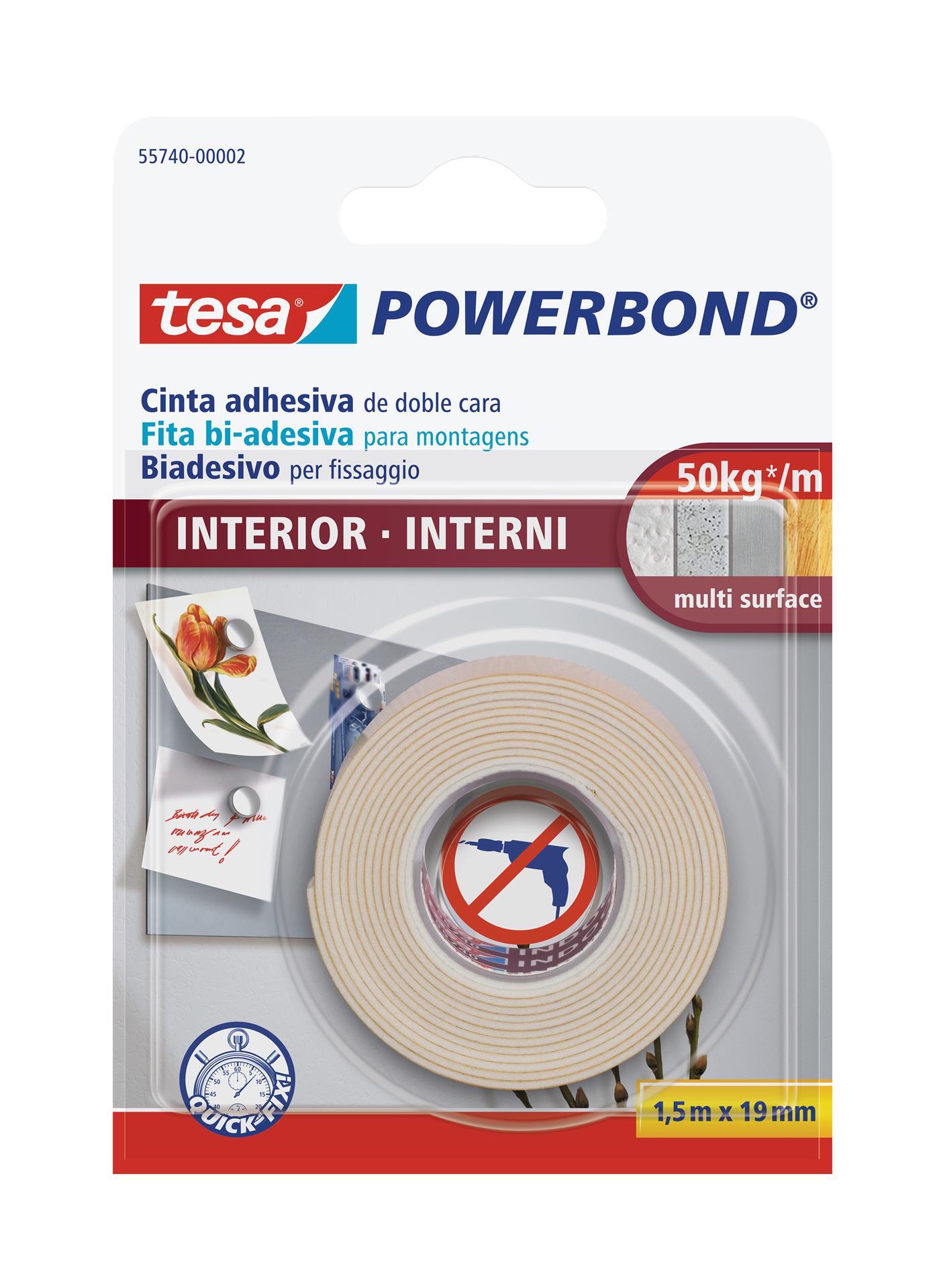 Fita adesiva dupla face fixação 1.5mx19mm branco Tesa - 4