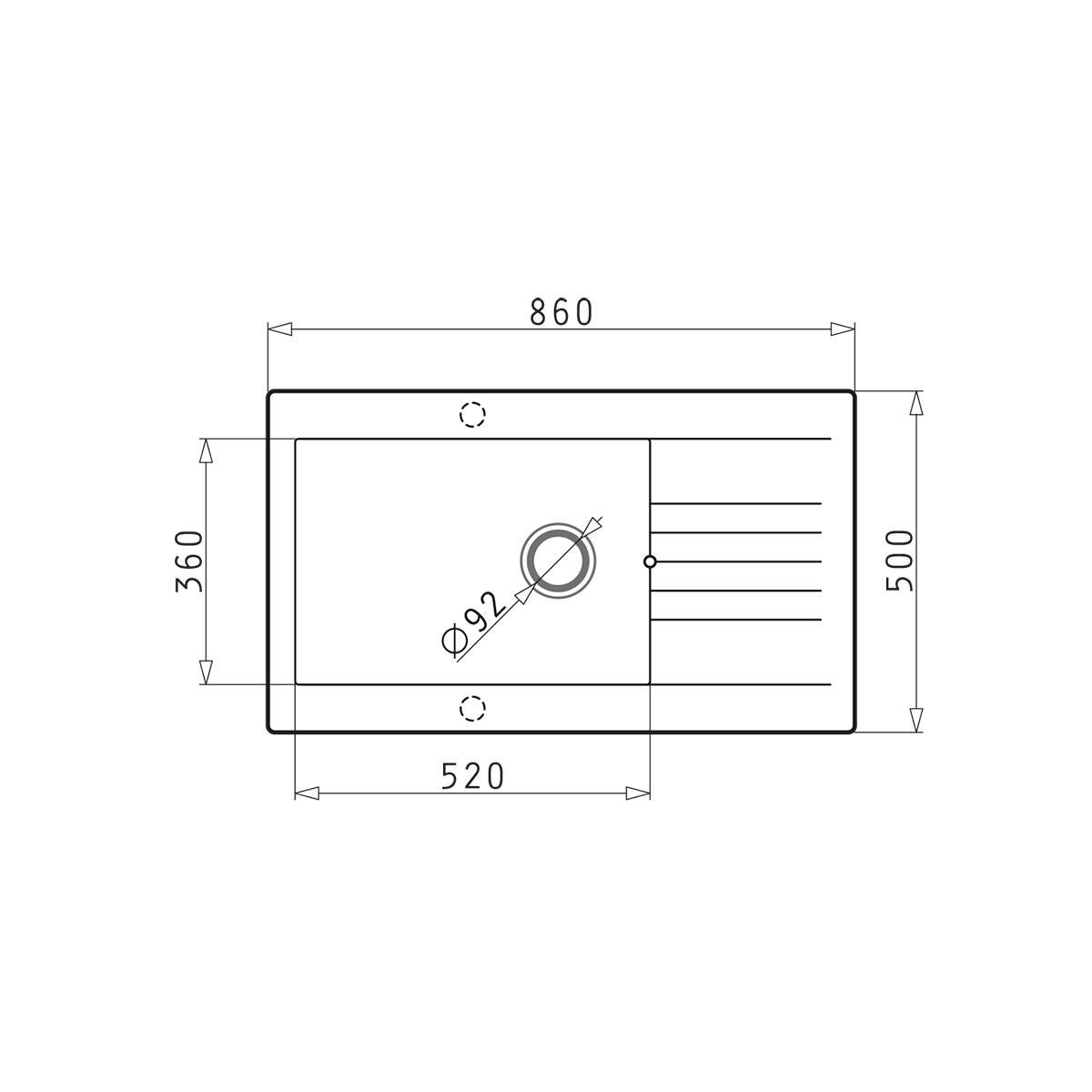 Lavello integrato 1 vasca in resina avena DELINIA Scirocco L 50 x L 86 cm - 3
