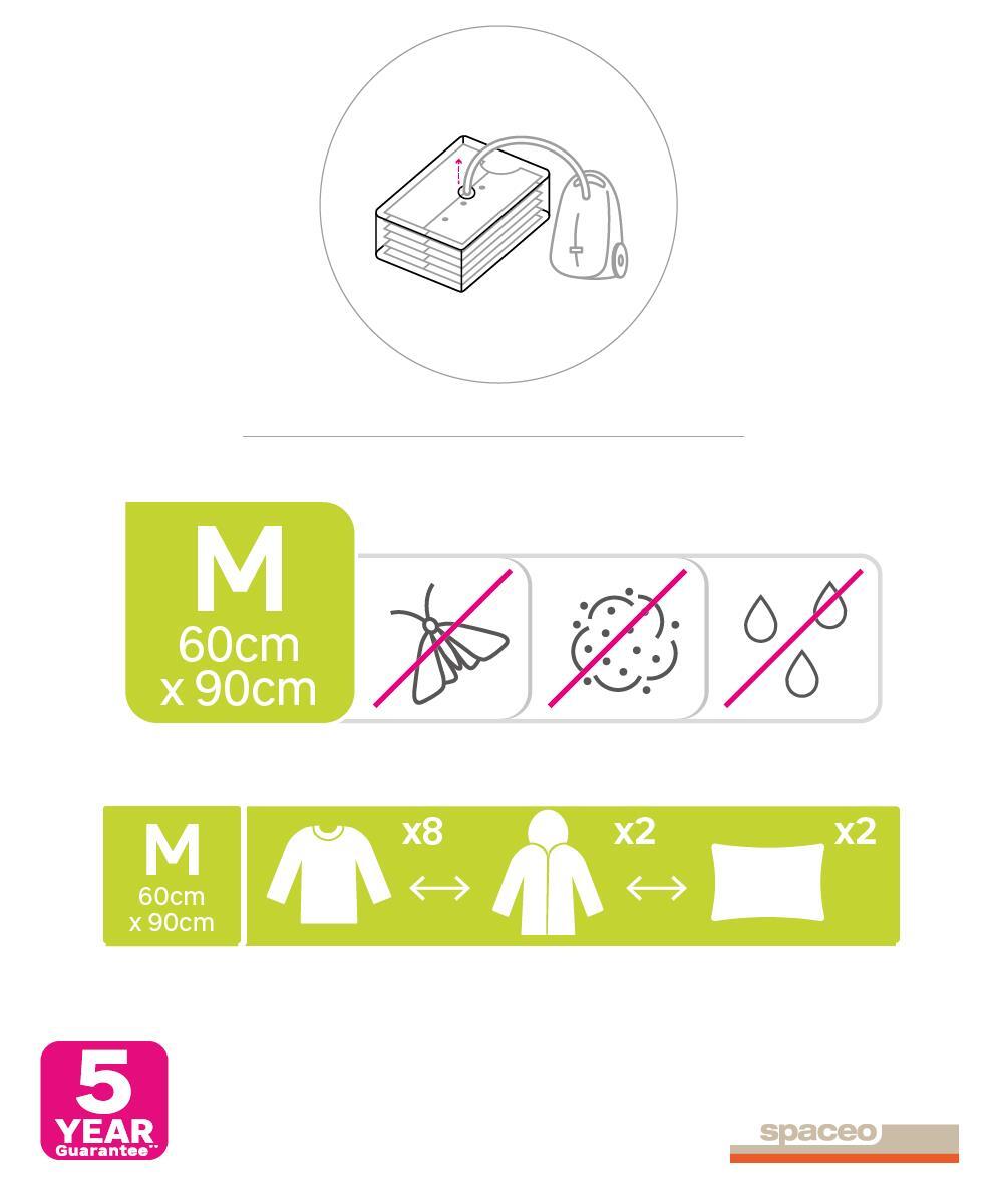 Conjunto 2 sacos de vácuo transparente 60 L 60x0,1x90 cm Spaceo - 7