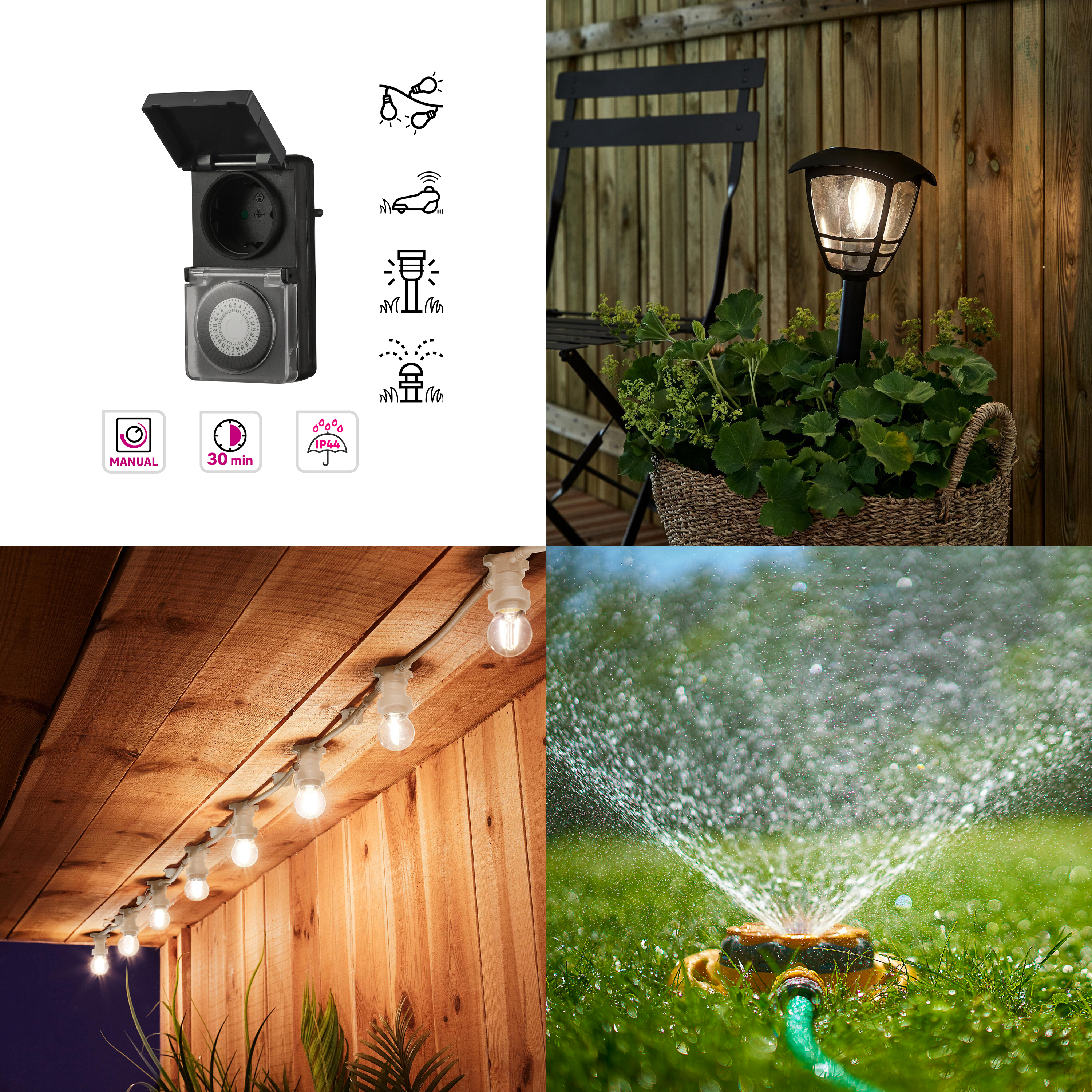 Programador analógico diário exterior máx. 3500W preto LEXMAN - 5