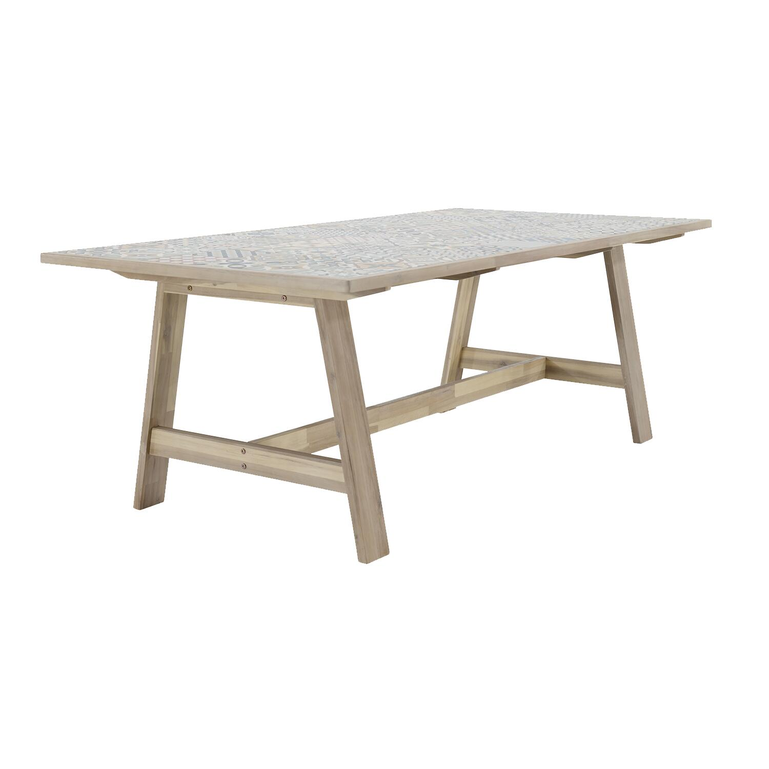 Mesa de jardín de acacia y cerámica naterial soho 100x75x200 cm