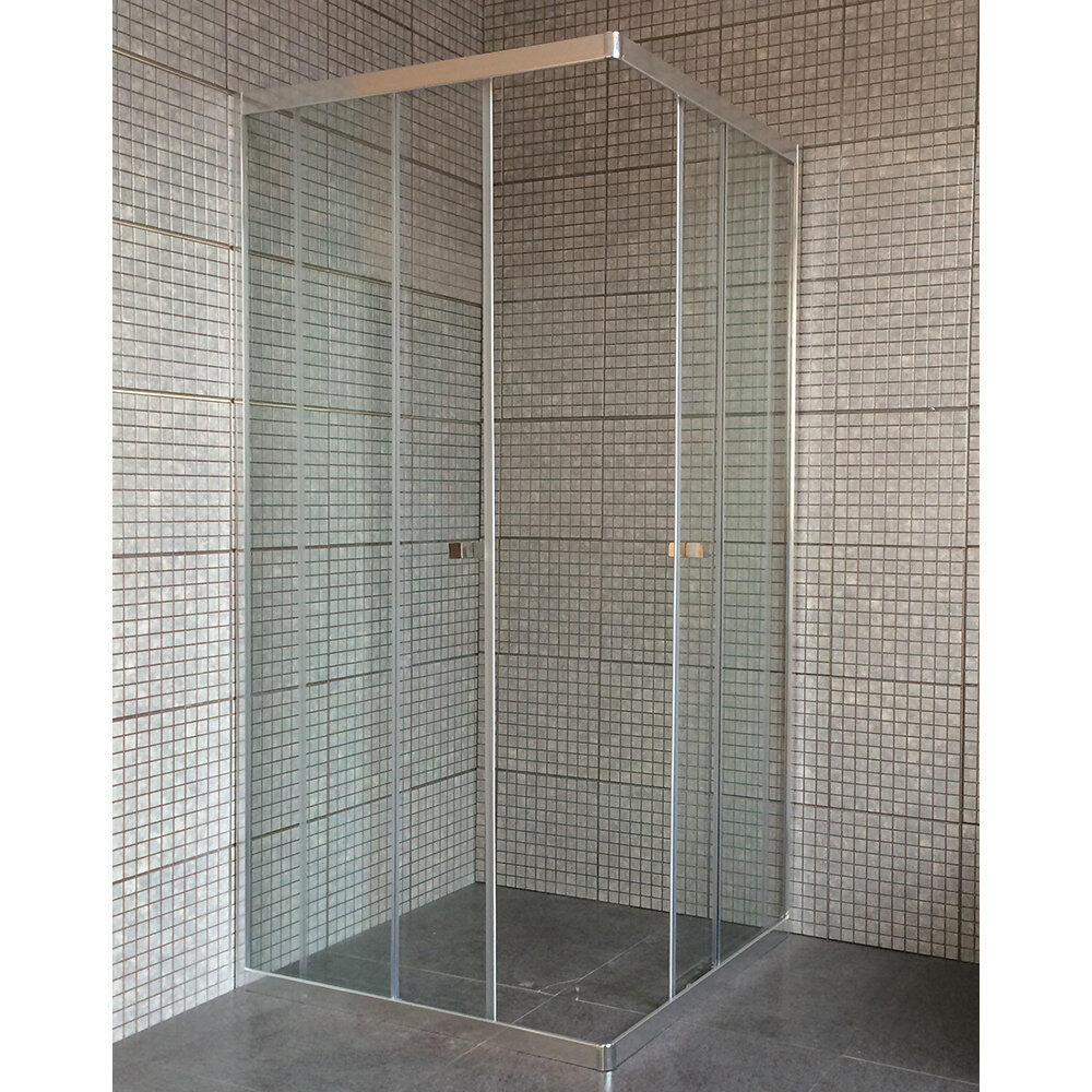 Cabine de duche 2 portas móveis+2 painéis fixos 79,6x79,6x185 cm cromado transparente Aquamarine Sensai - 2