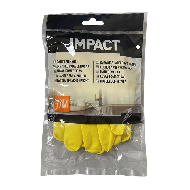 Luvas de limpeza latex amarelo tamanho 7/M  Impact