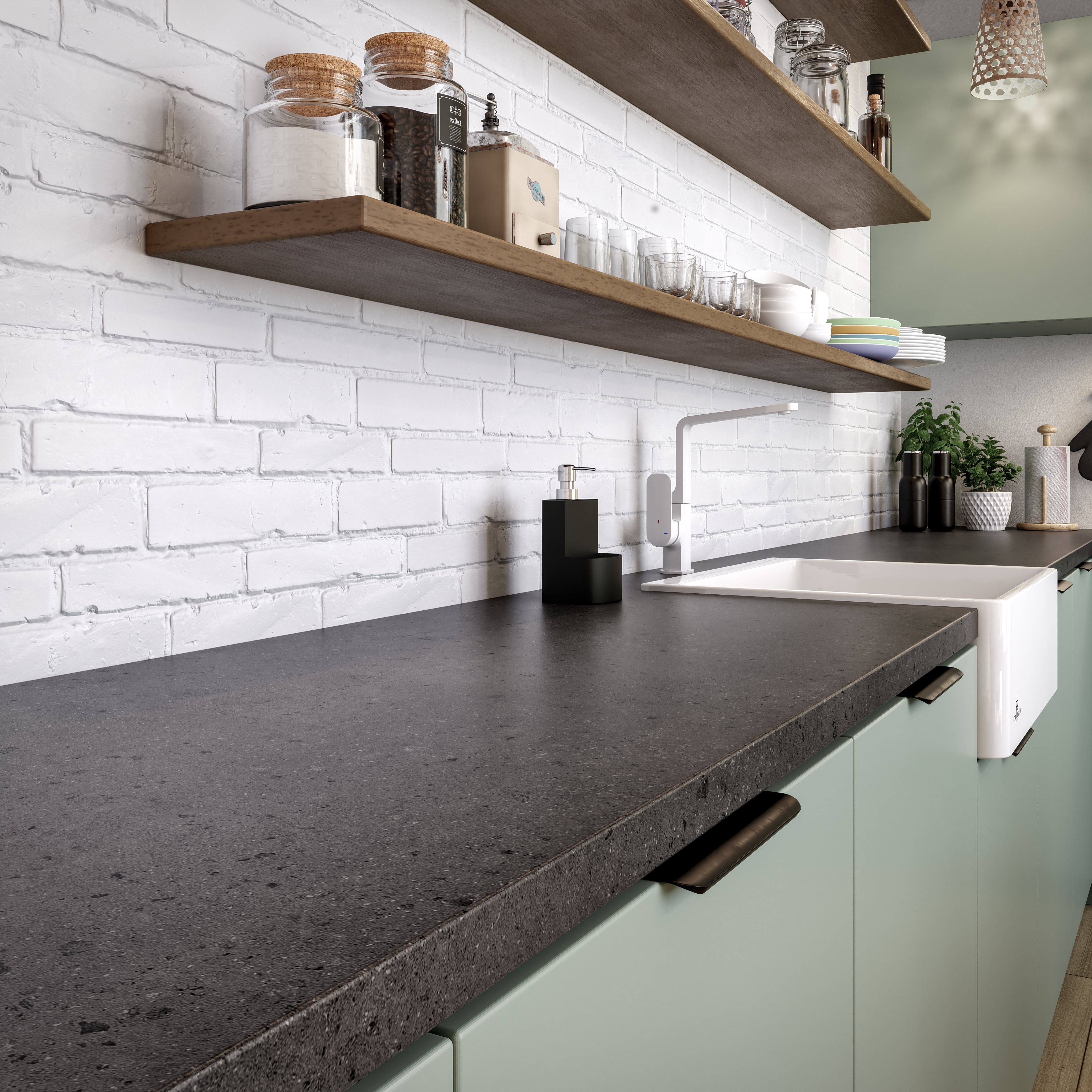 Encimera de cocina laminada Tokyo gris oscuro 360x62 cm espesor 38mm - 6