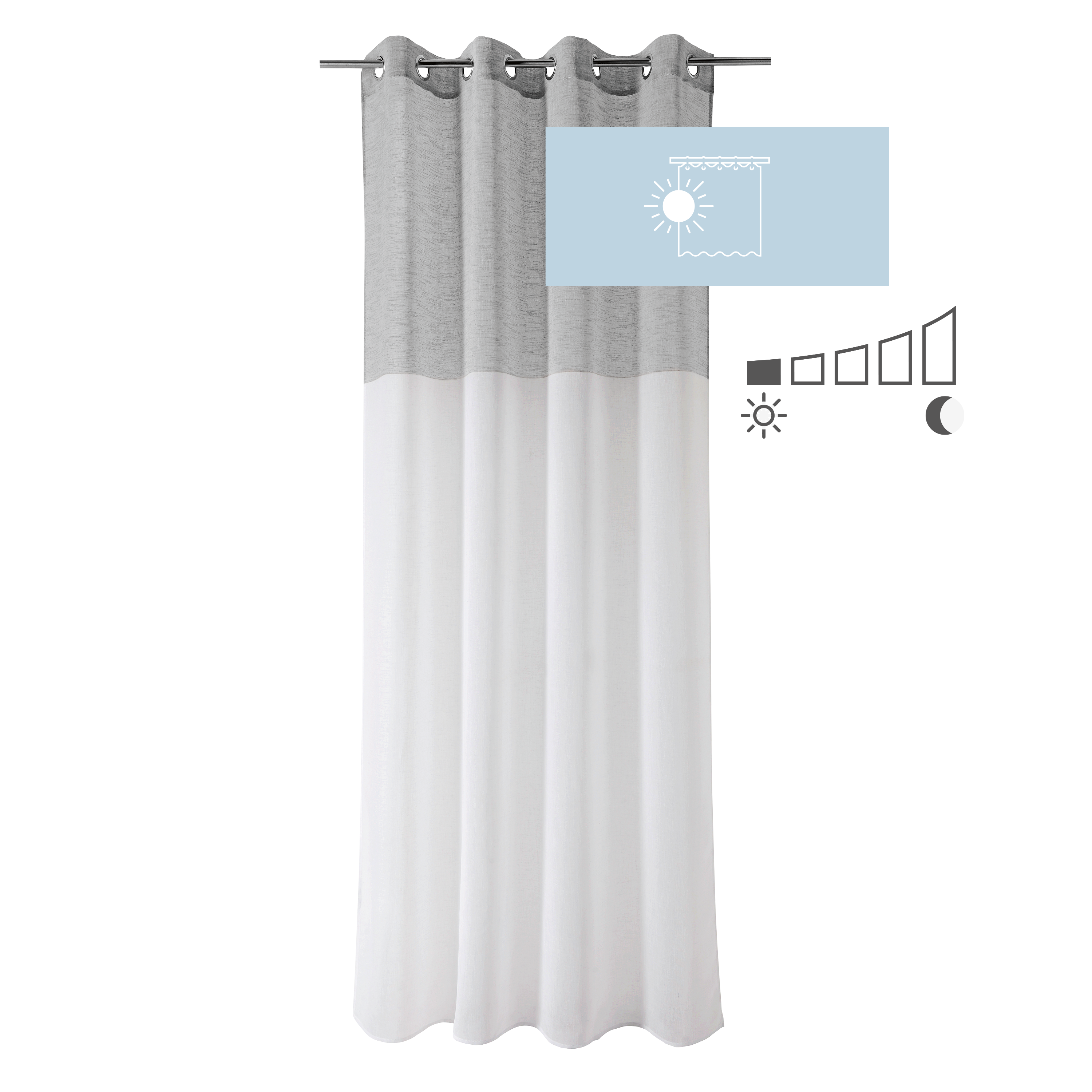Tenda A Pannello Singolo Semi-Filtrante Con Occhielli (50x95 Cm) E FermaTende Inclusi - Colore Bianco, Protezione UV
