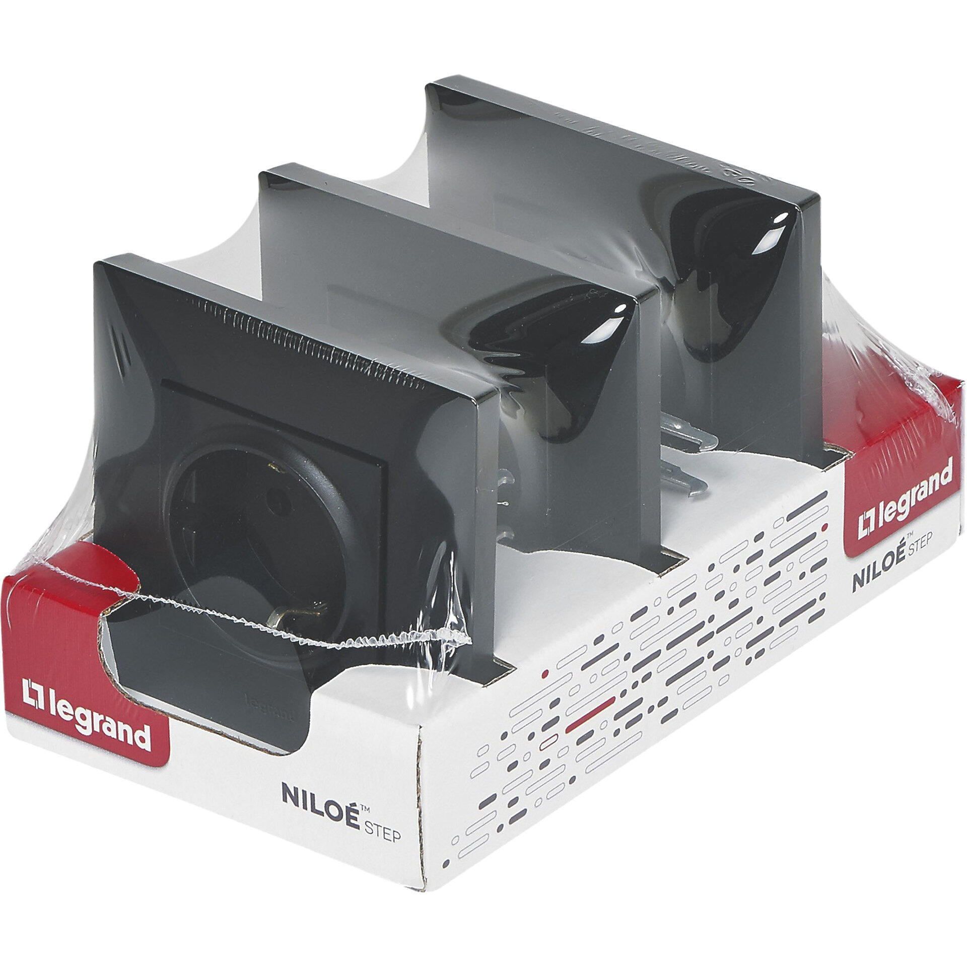 Pack de 3 enchufes legrand niloé step negro