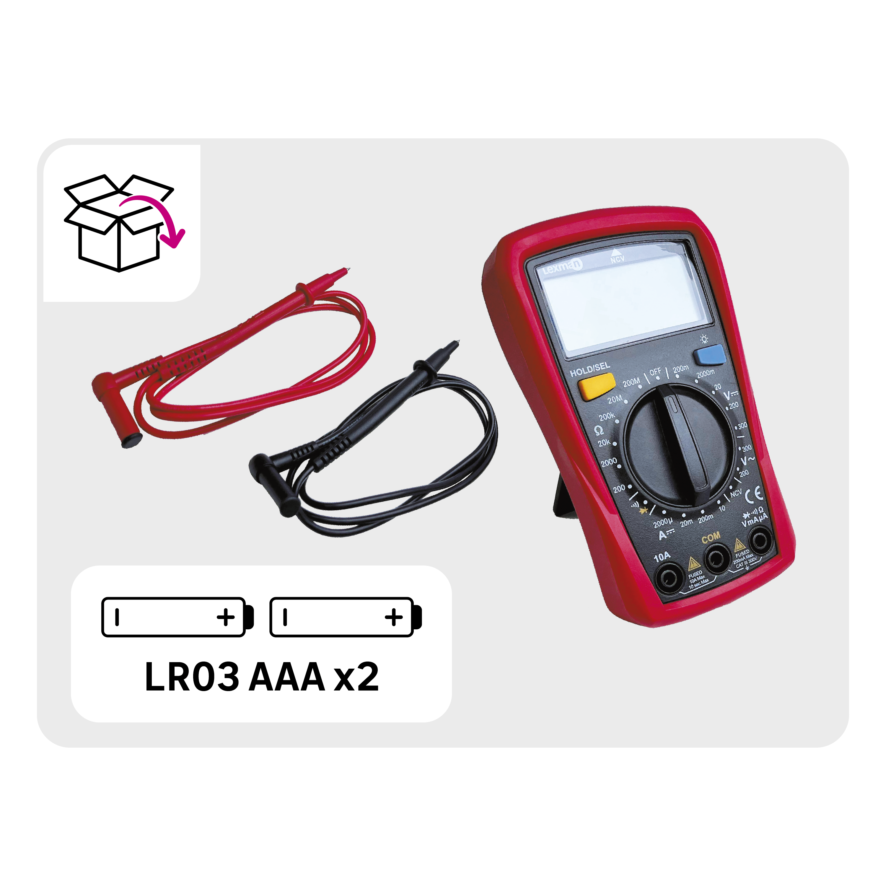 Multímetro digital LX-M-1000 vermelho LEXMAN - 10