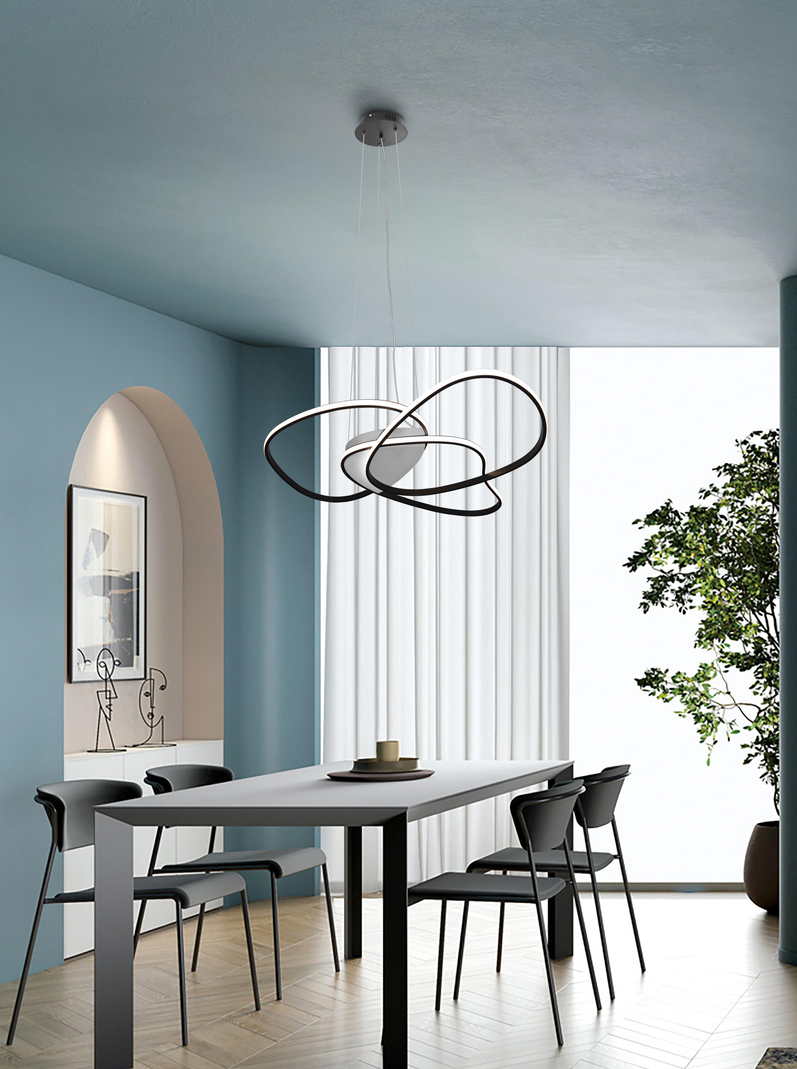 Lampadario LED design Rachel nero Ø80cm, luce con 3 temperature di ...