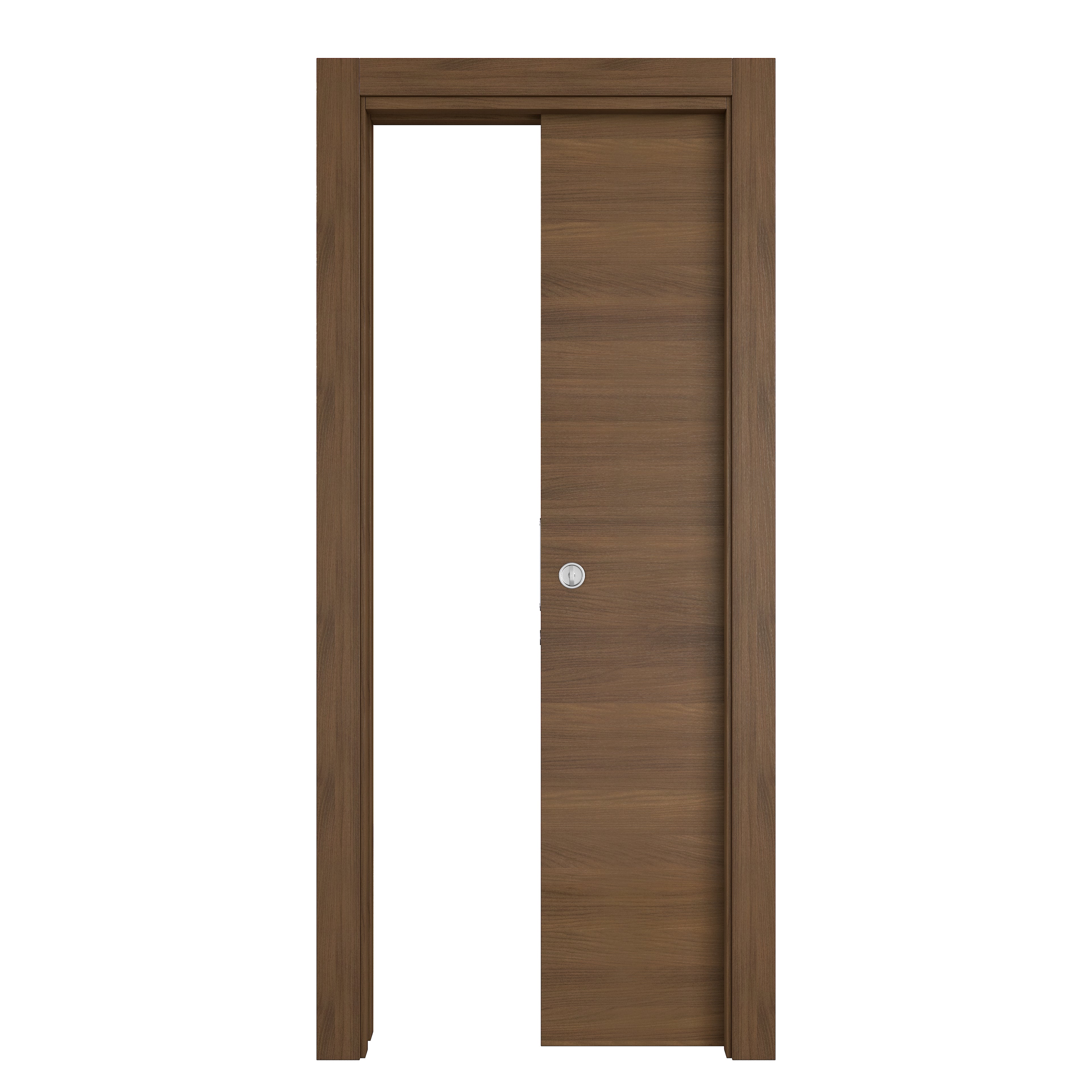 Porta scorrevole in MDF, L 80 x H 210 cm, marrone, apertura reversibile STENOPHYLLA - 3
