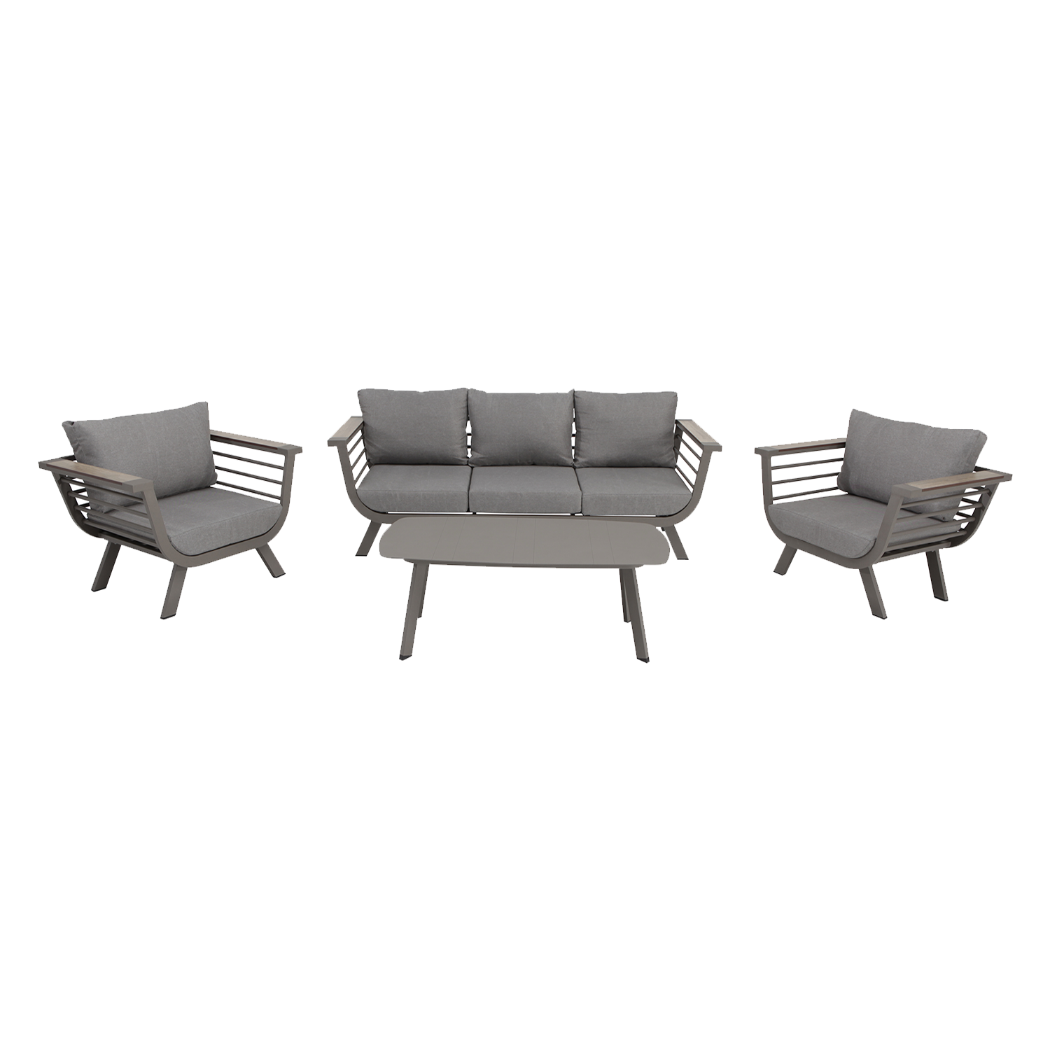 Set de porche de aluminio y madera NATERIAL Neckar 5 personas - 2