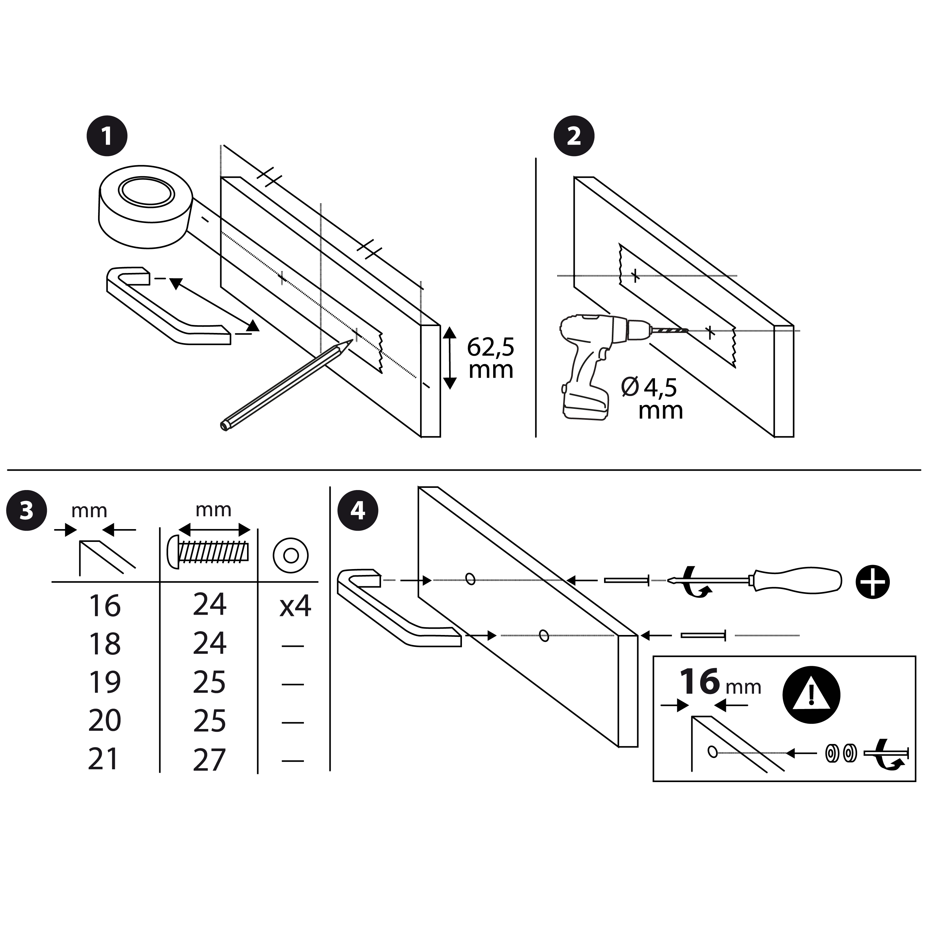 Lot de 2 poignées de cuisine Kea, zamak noir, entraxe 192 mm - 2