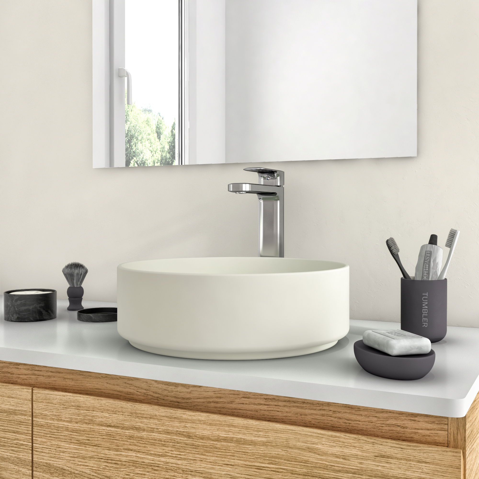 Lavatório de pousar STUDIO 37X12X37CM CREME 5 - 14