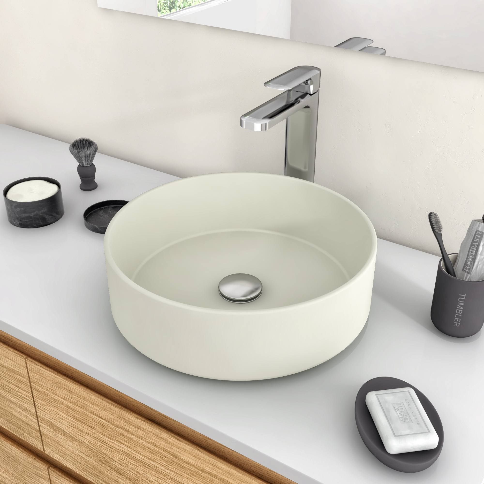 Lavatório de pousar STUDIO 37X12X37CM CREME 5 - 12