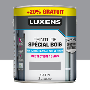 Peinture extérieure bois Conditions extrêmes LUXENS granit 3 satiné  2.5L+20% gr