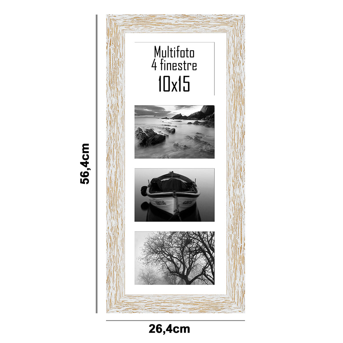 Cornice Gaia, bianco misure 26 x 56 cm per 4 fotografie - 5