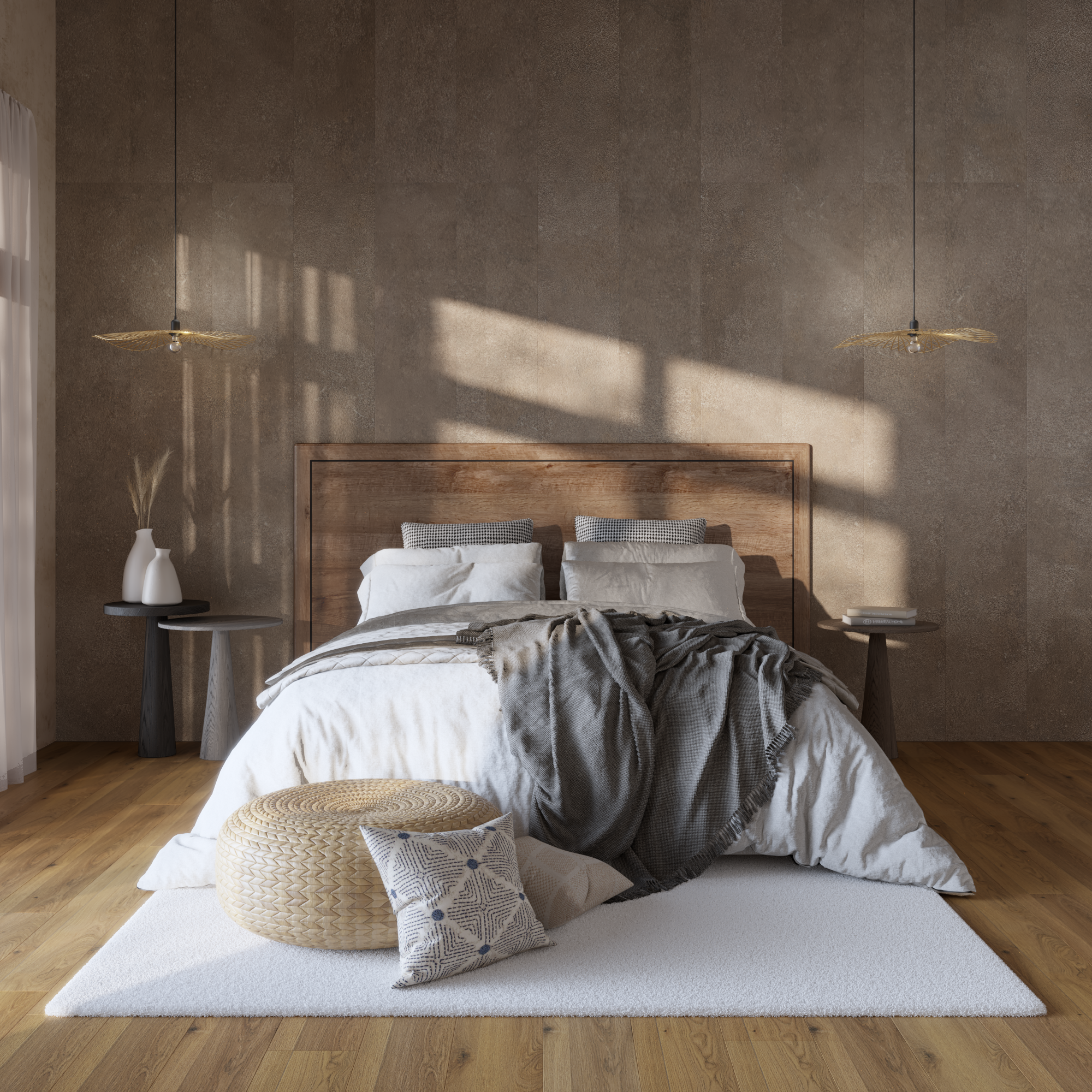 Revestimiento de pared decorativo efecto hormigón de PVC Artens arabica color almendra 260x37.5cm - 7