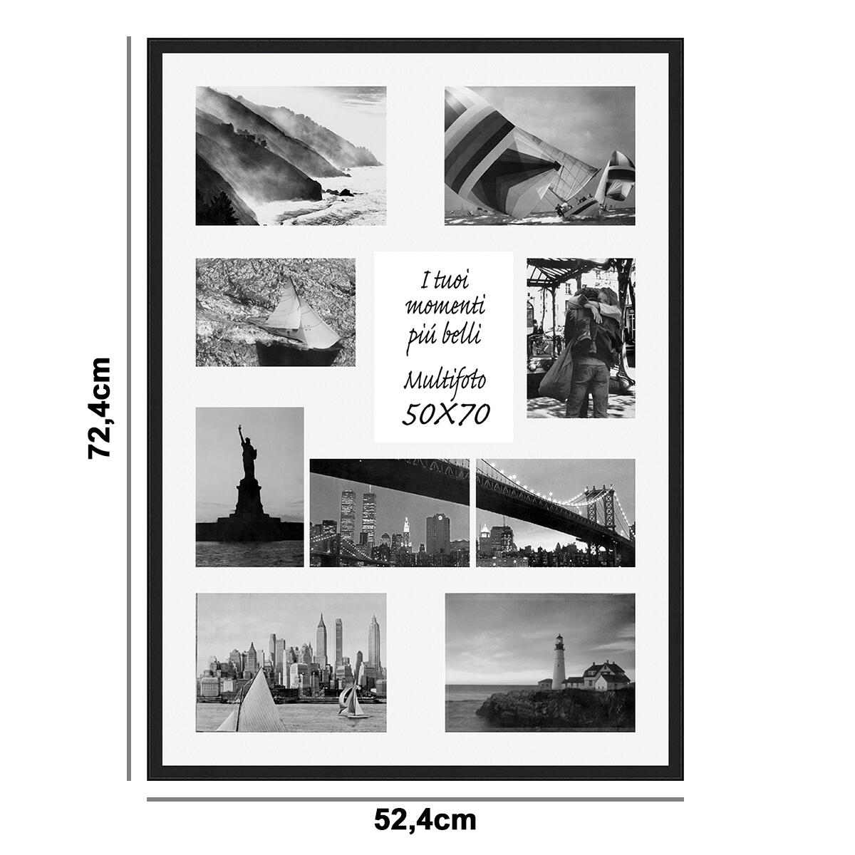 Cornice Vela, nero misure 52 x 72 cm per 10 fotografie - 5