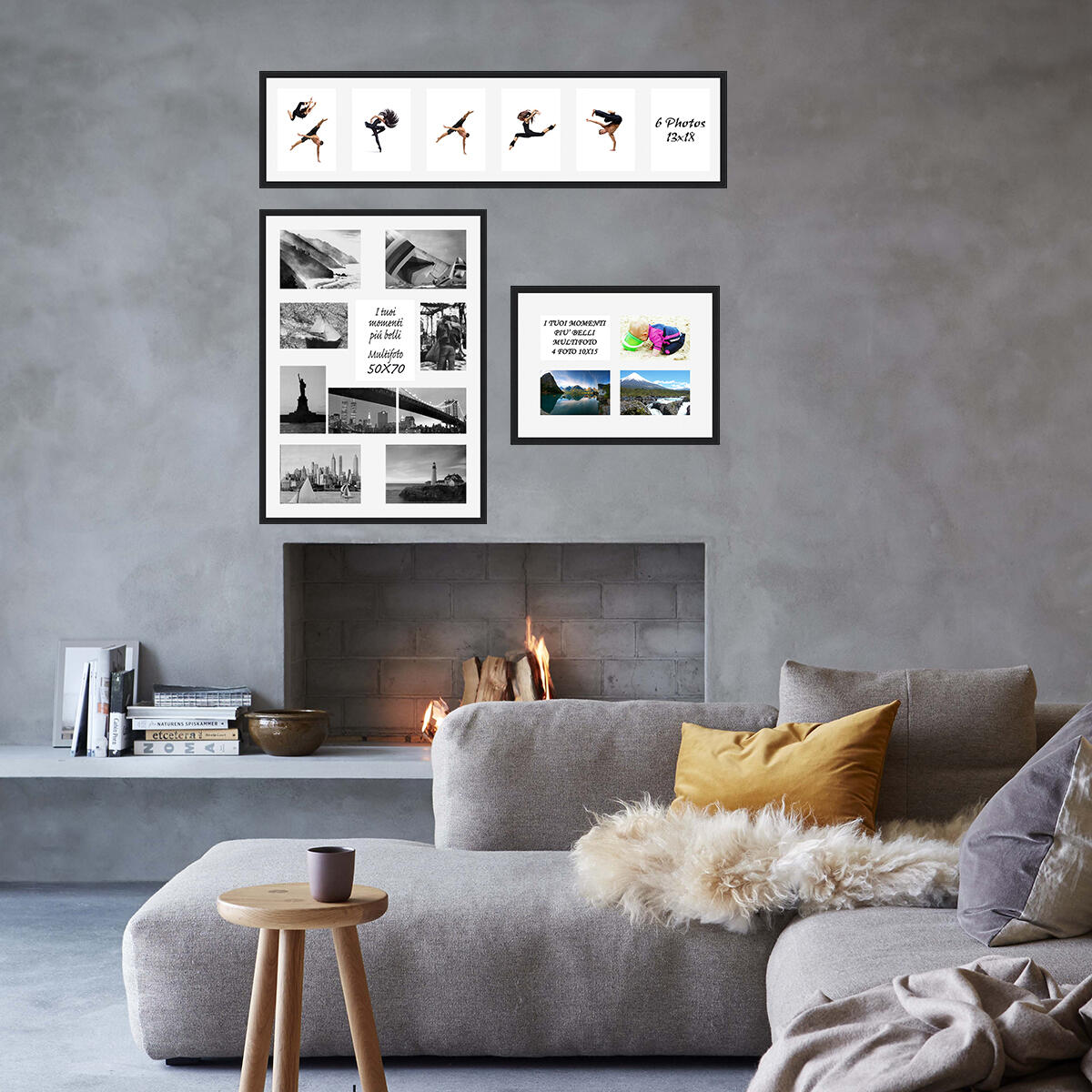 Cornice Vela, nero misure 52 x 72 cm per 10 fotografie - 2