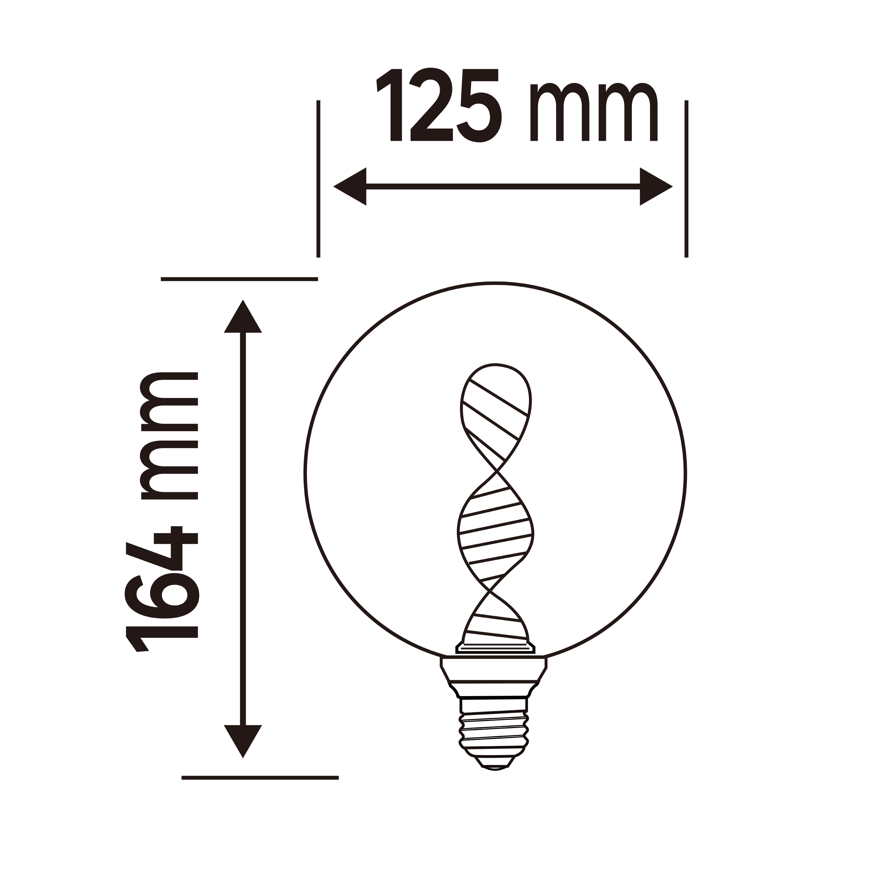Ampoule led décorative, globe 125 mm E27, 130Lm = 16W, blanc très chaud, LEXMAN - 5