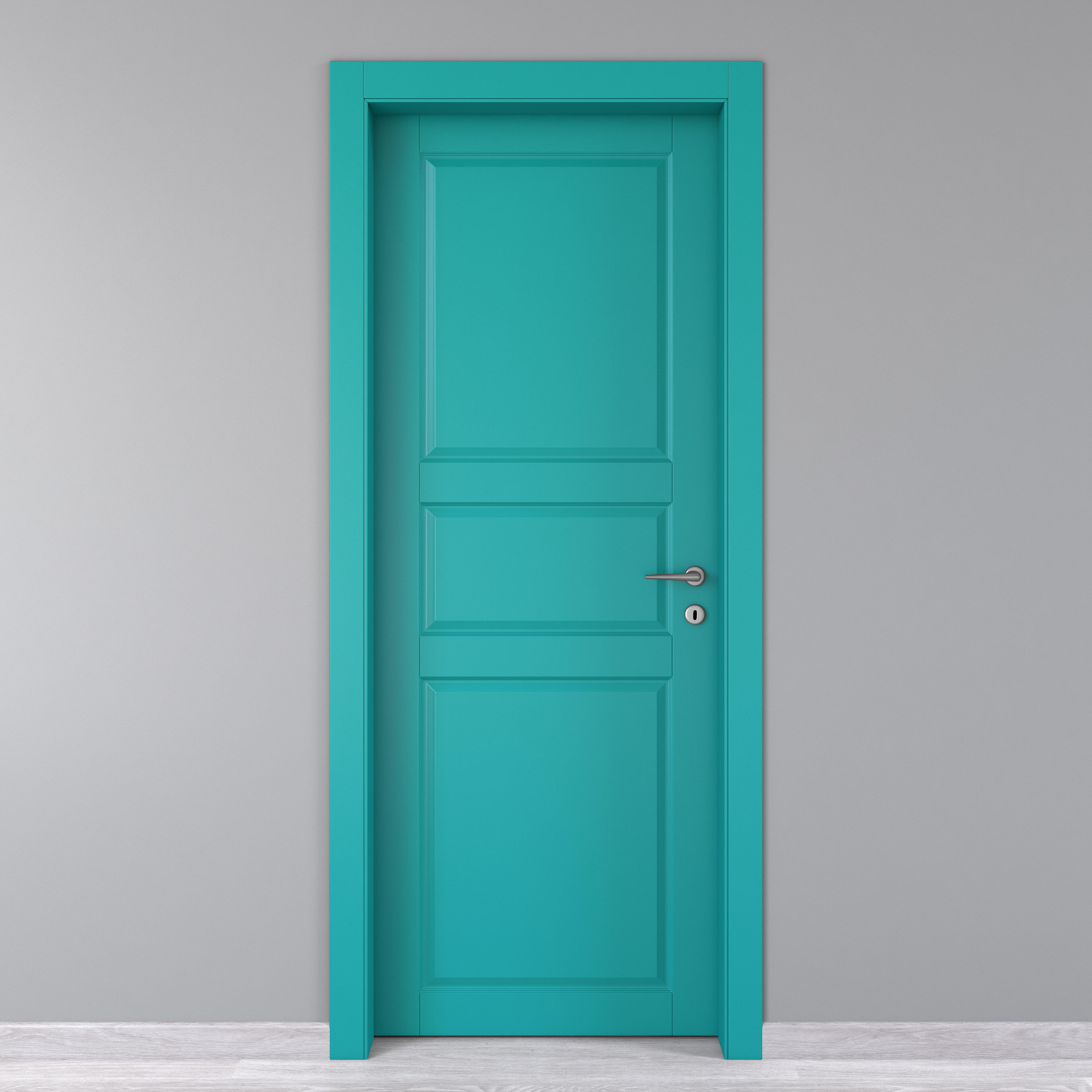 Porta interna a battente New York in MDF colore azzurro, L 80 x H 210 cm, apertura a sinistra - 2